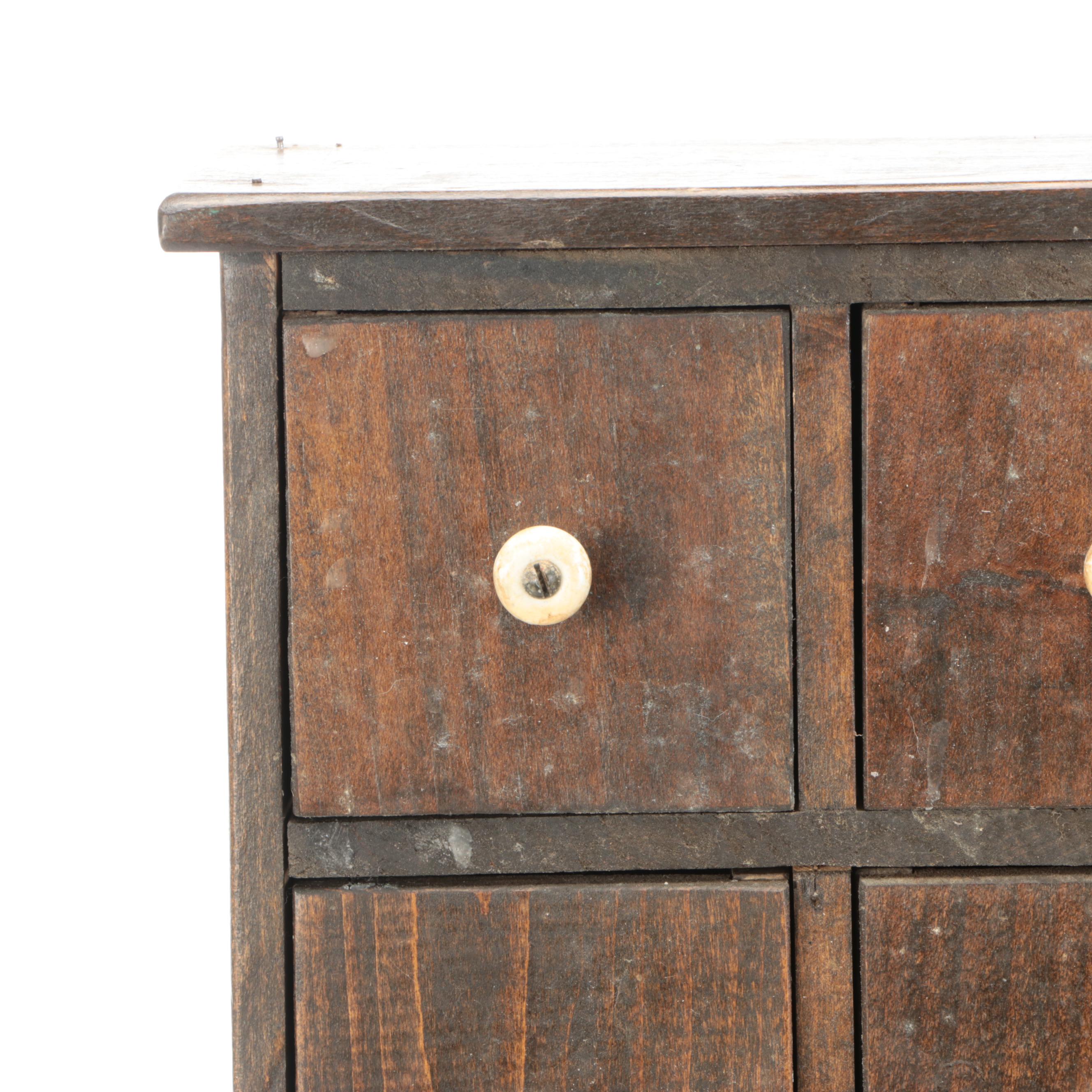 American Primitive Pine Wood Spice Cabinet, Antique