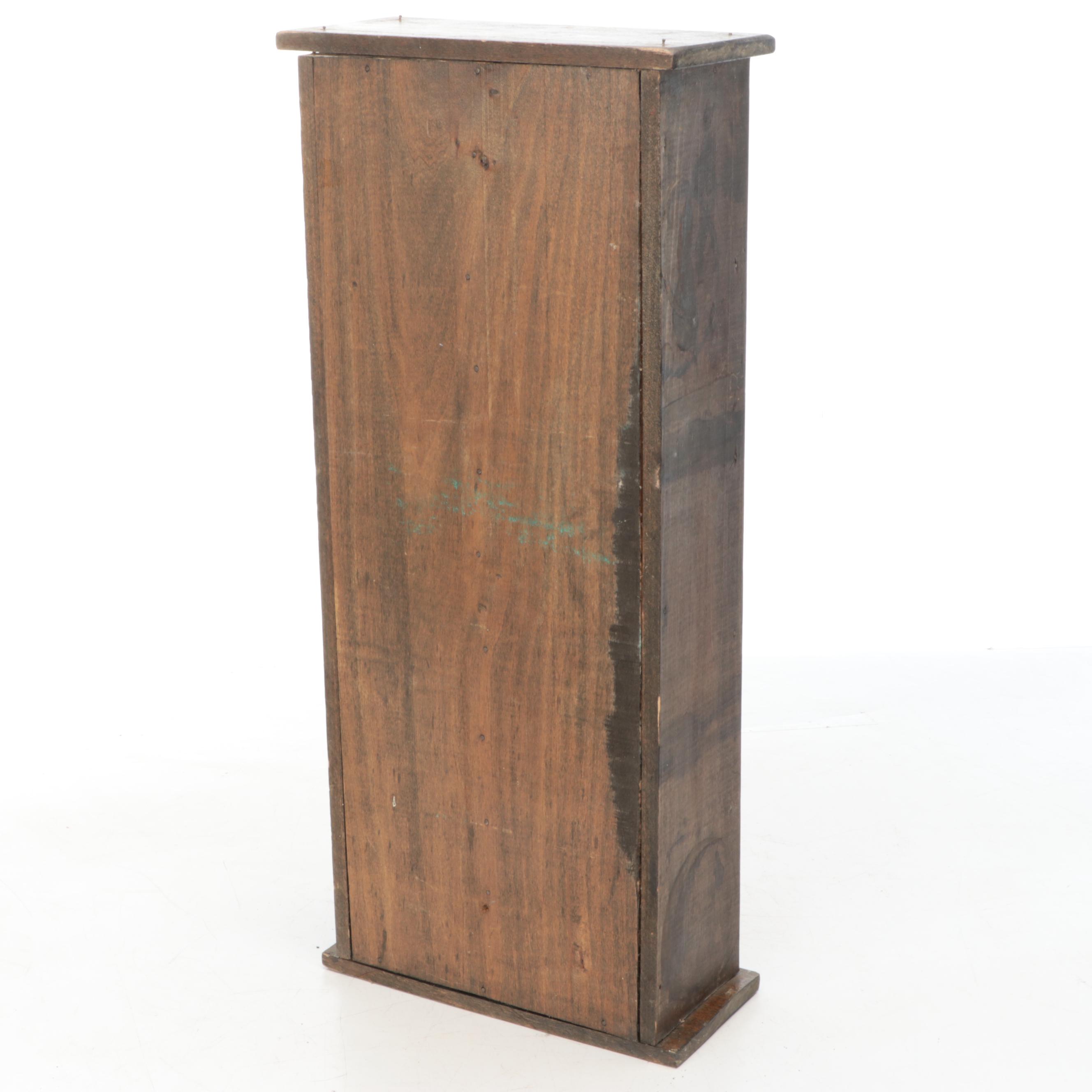 American Primitive Pine Wood Spice Cabinet, Antique
