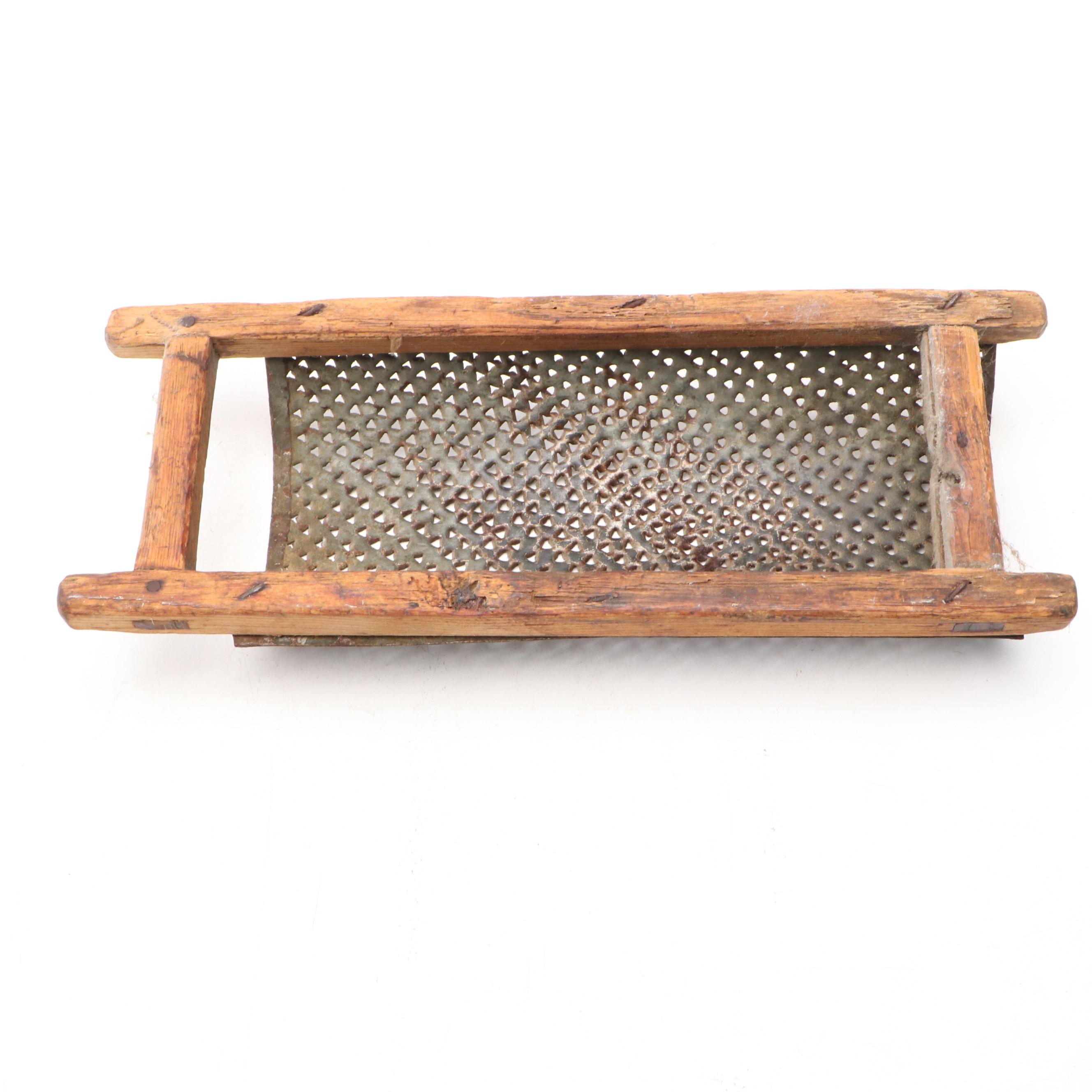 Half Moon Cheese Grater with Wooden Scythe Whetstone Holder, More