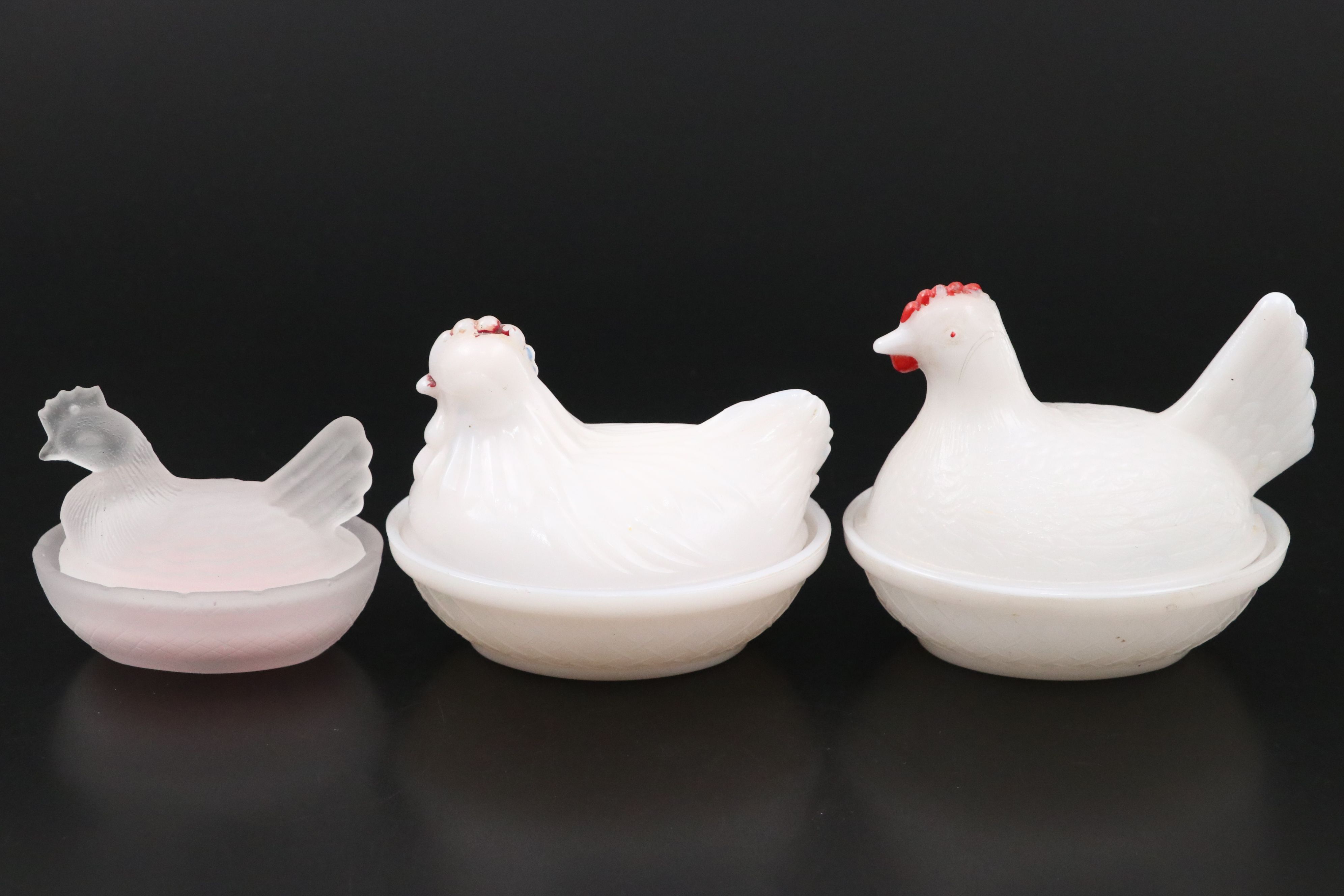 Hen on Nest Milk Glass Decorative Bowls with Hen on Nest Glass Candle Holder