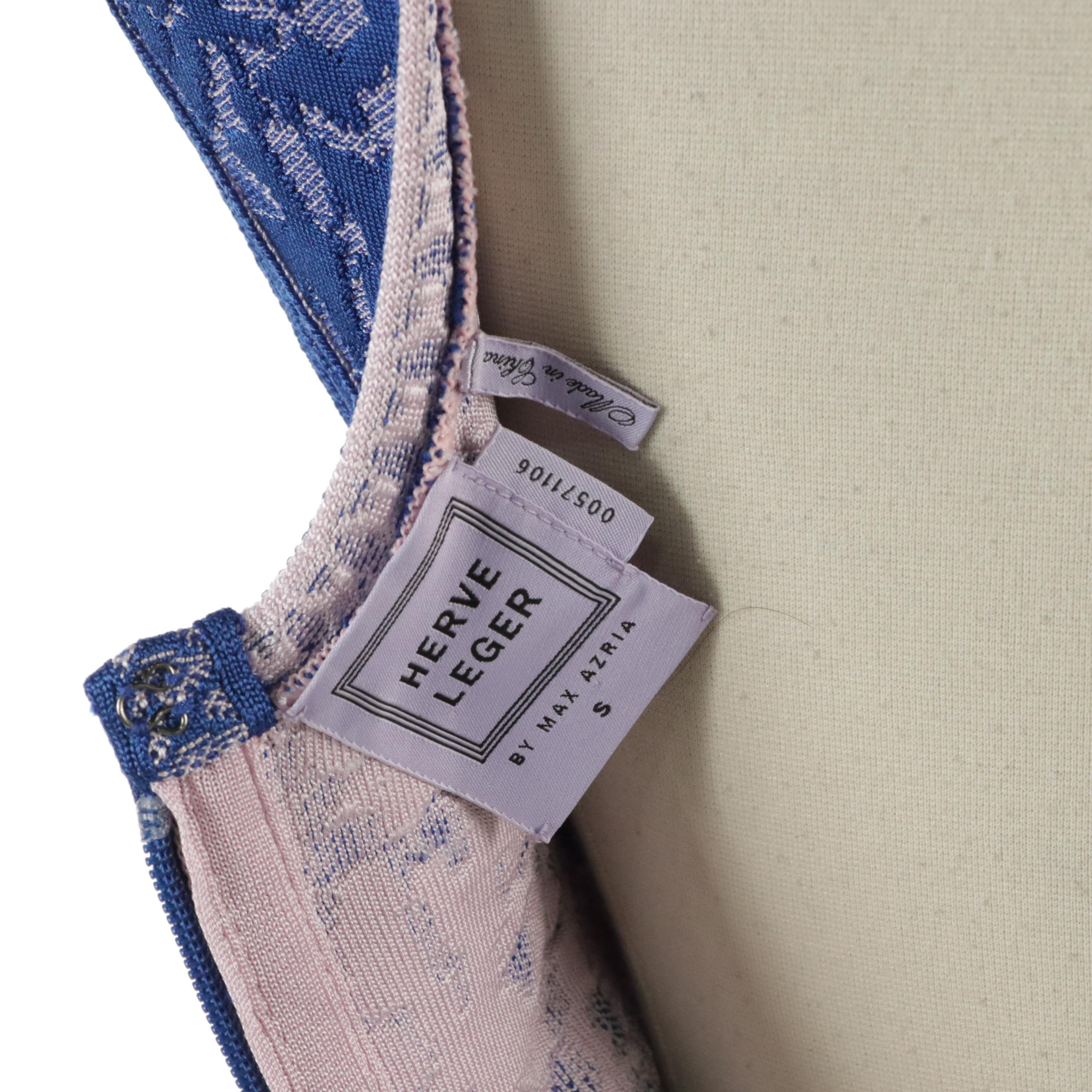 Herve Leger Lace Illusion Bodycon Dresses in Black and Royal Blue Rayon Stretch