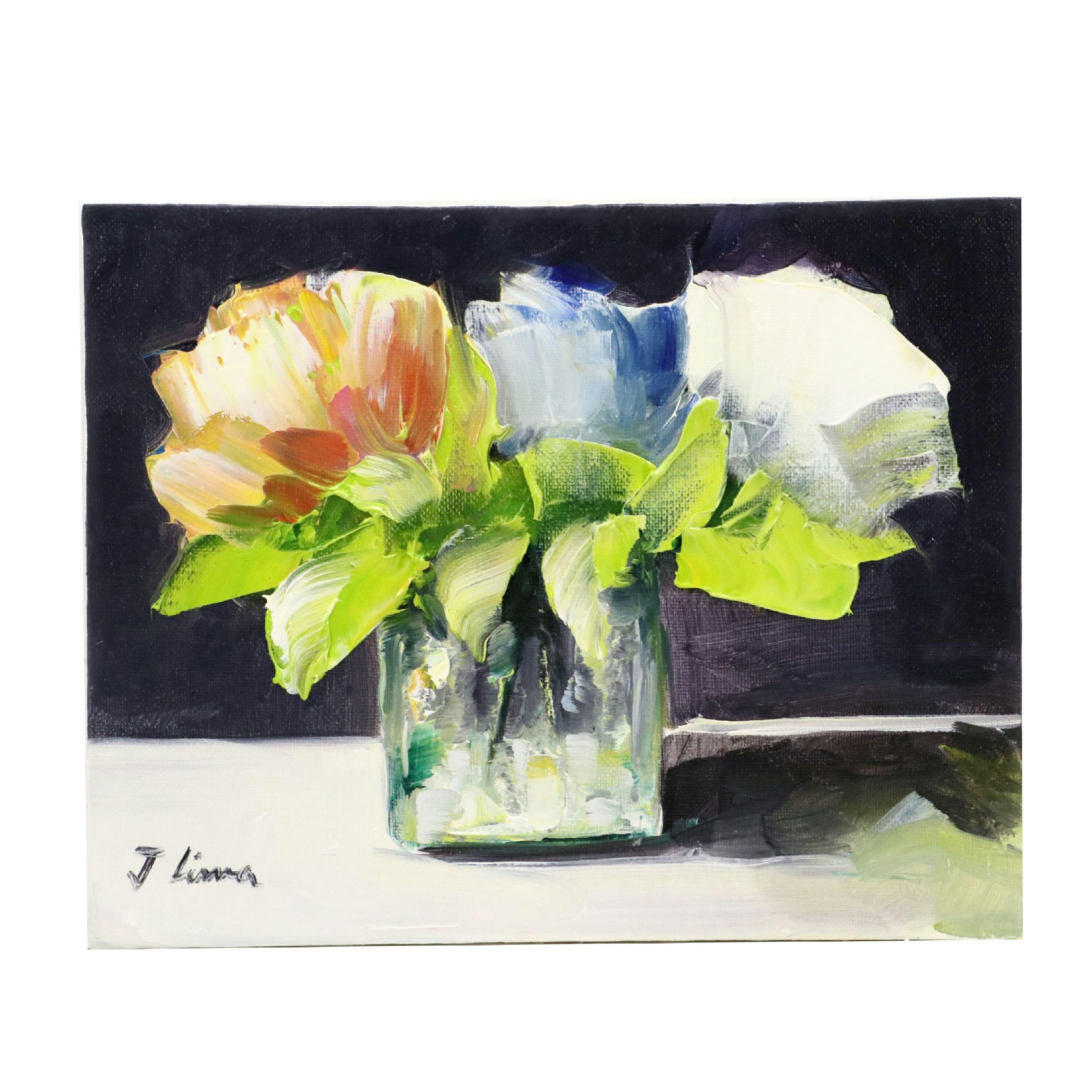 José M. Lima Floral Still Life Oil Painting, 2025
