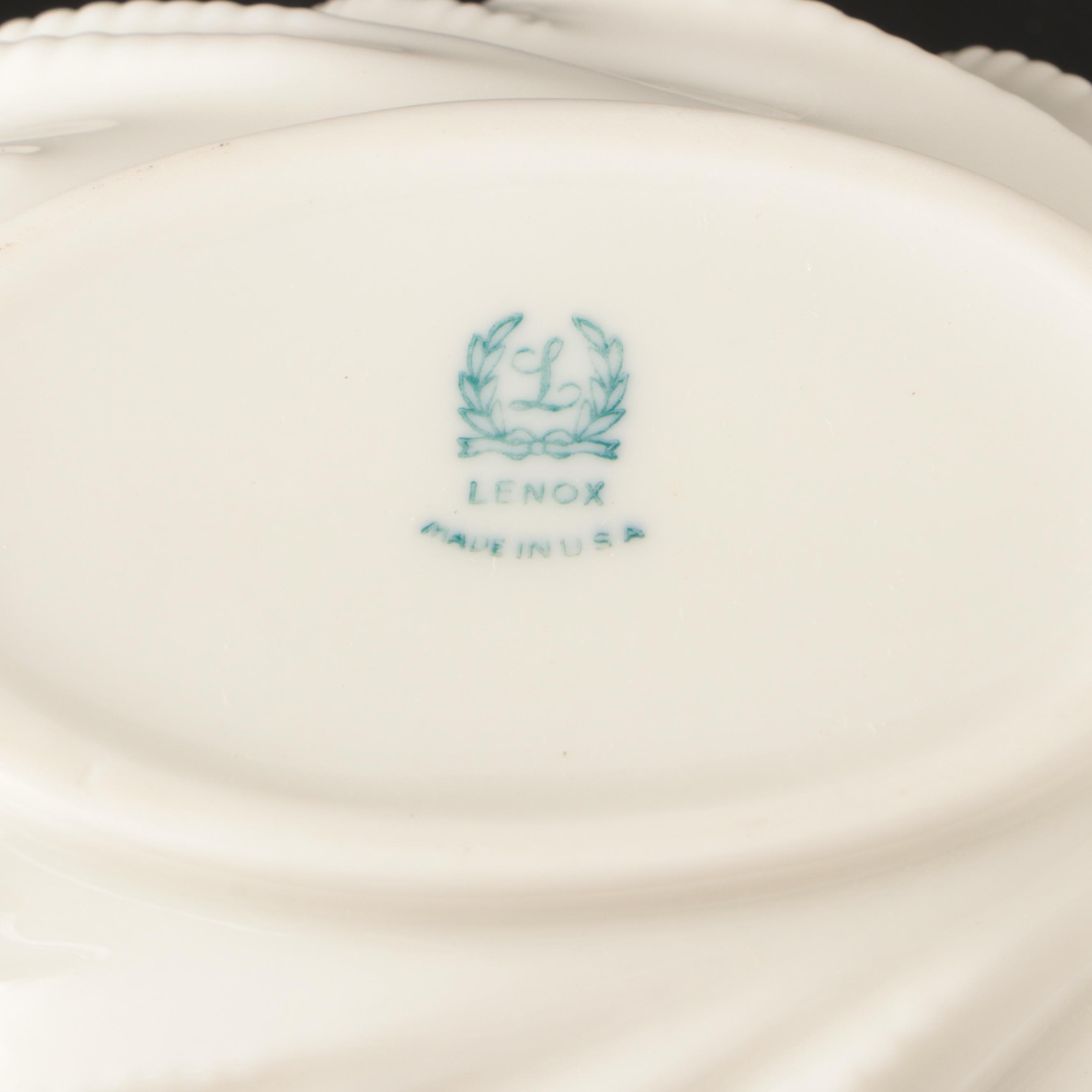 Lenox "Aria" Glass Stemware, Porcelain Gravy Boat, and Porcelain Bowls