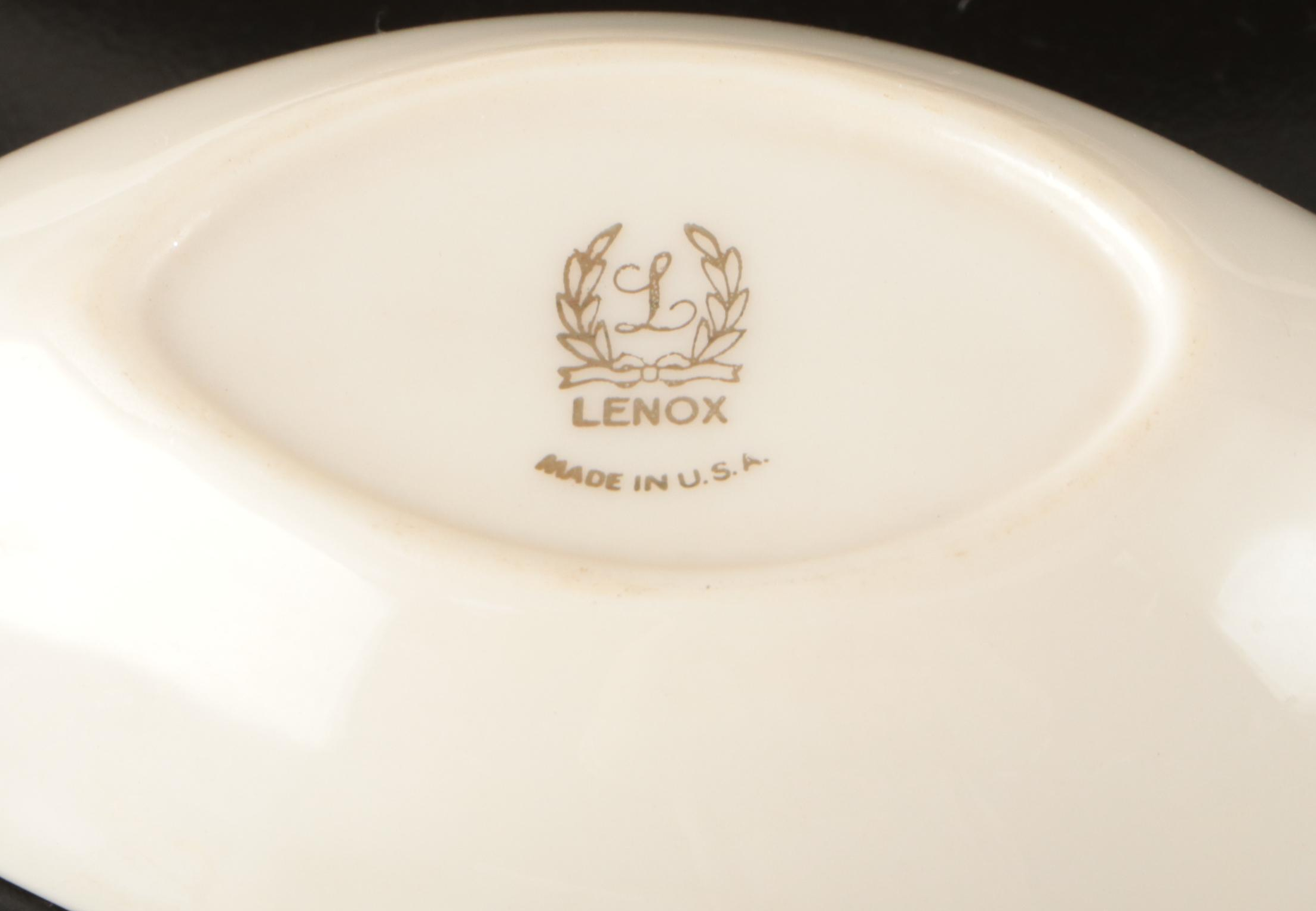 Lenox "Aria" Glass Stemware, Porcelain Gravy Boat, and Porcelain Bowls