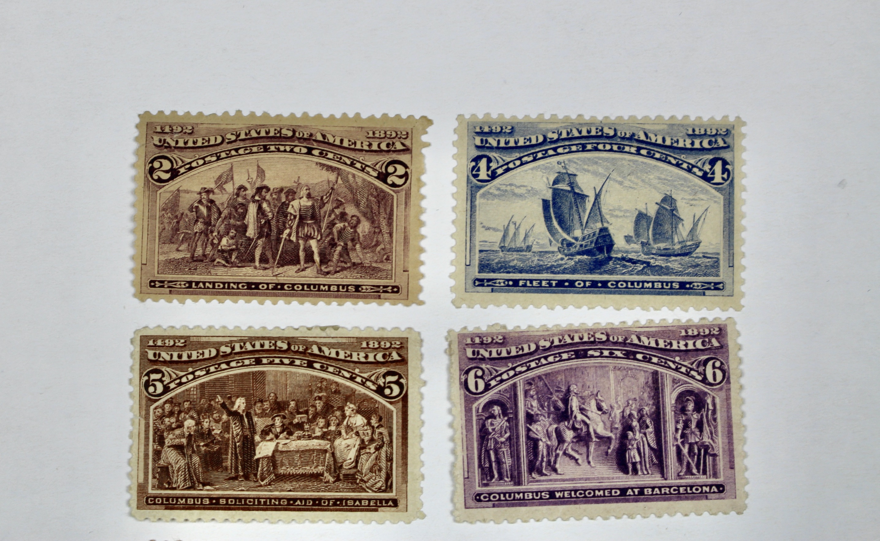 Nine MH Early U.S. Commemorative Postage Stamps, 1890s