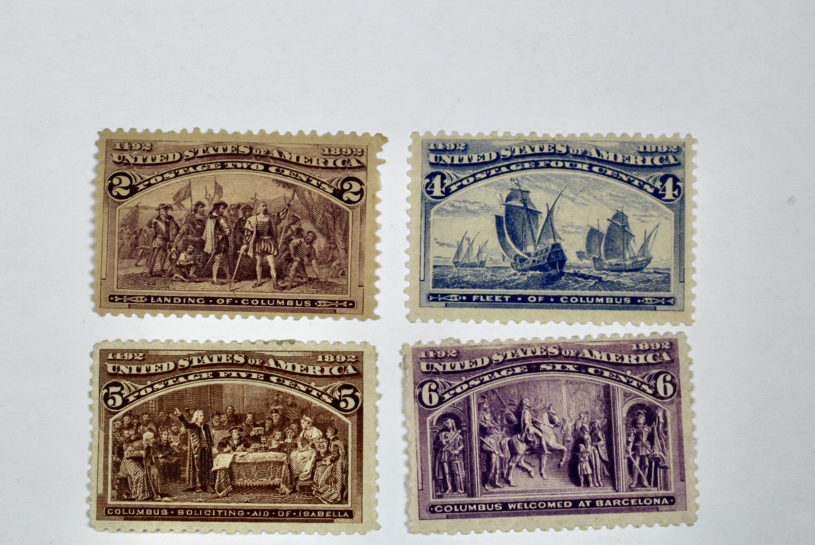 Nine MH Early U.S. Commemorative Postage Stamps, 1890s