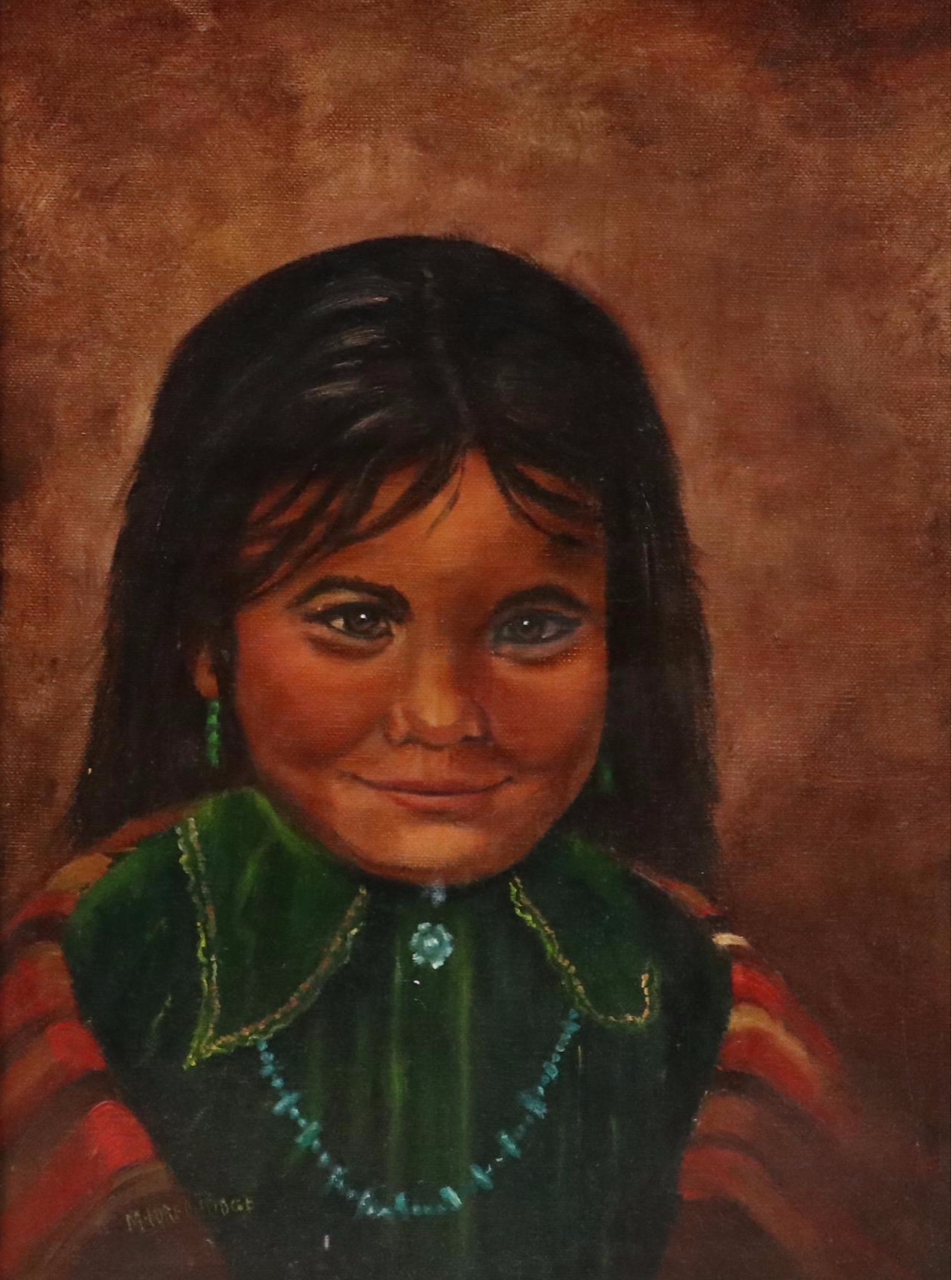 Mildred Ridge Portrait Oil Painting of Native American Girl