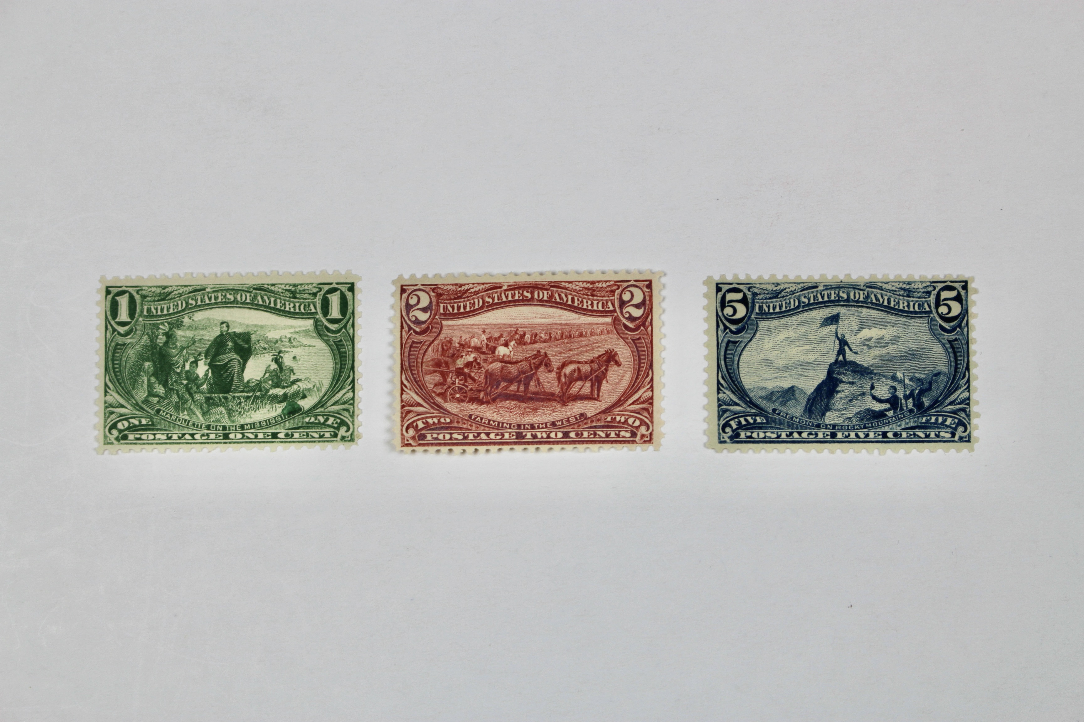 Nine MH Early U.S. Commemorative Postage Stamps, 1890s