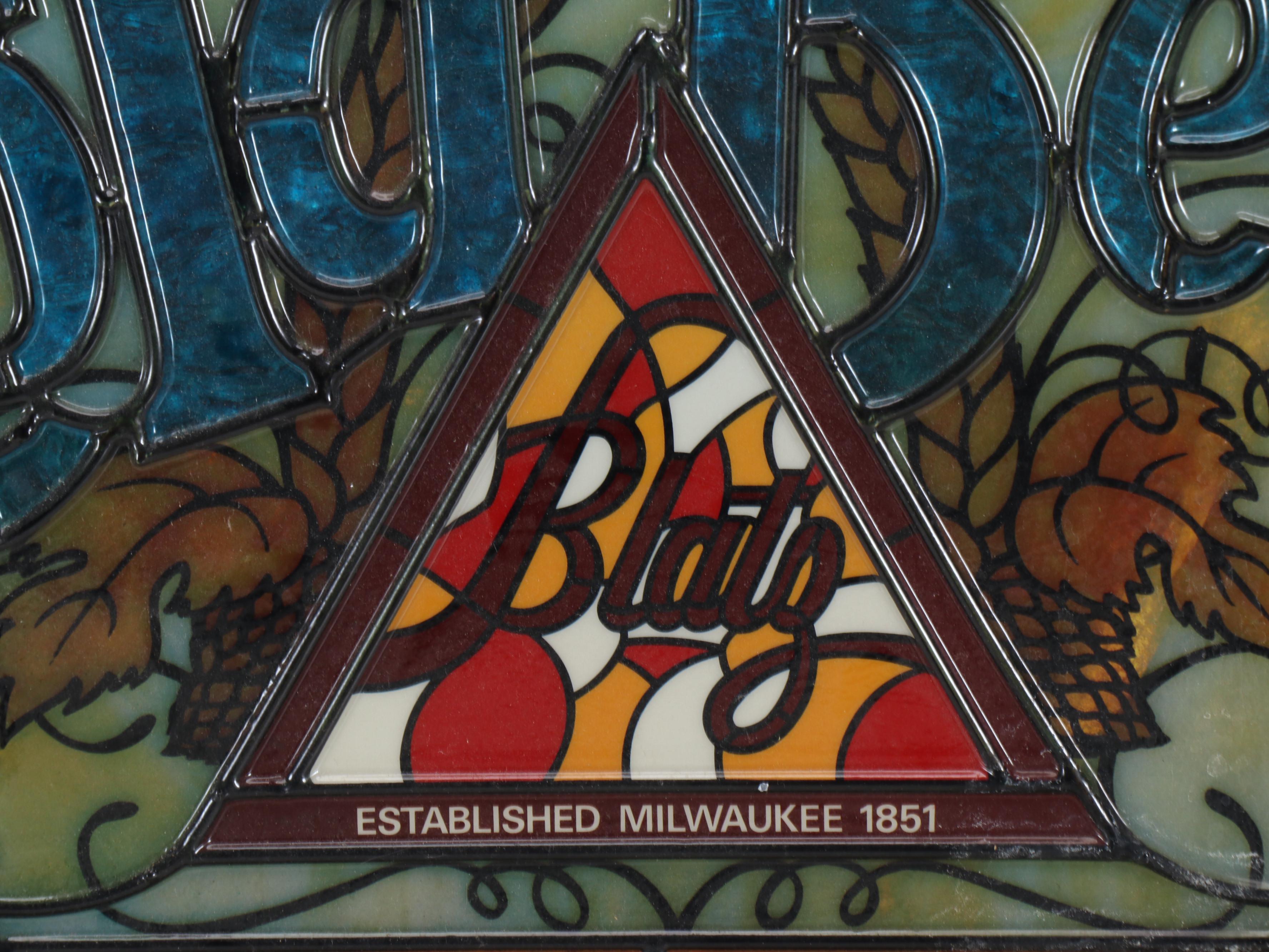 House of Heileman Cold Beer Series Blatz Faux-Stained Glass Light-Up Sign