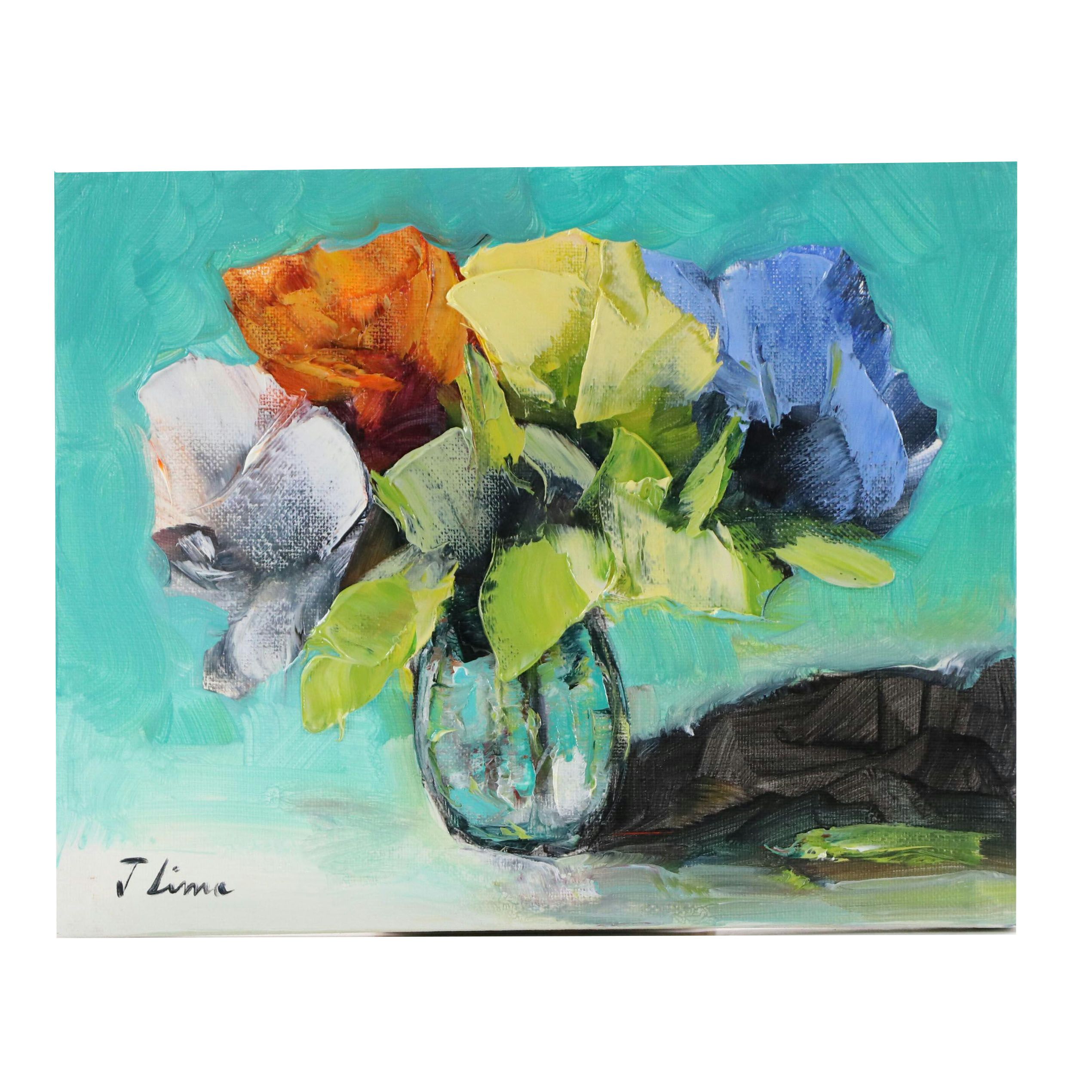 José M. Lima Floral Still Life Oil Painting, 2025