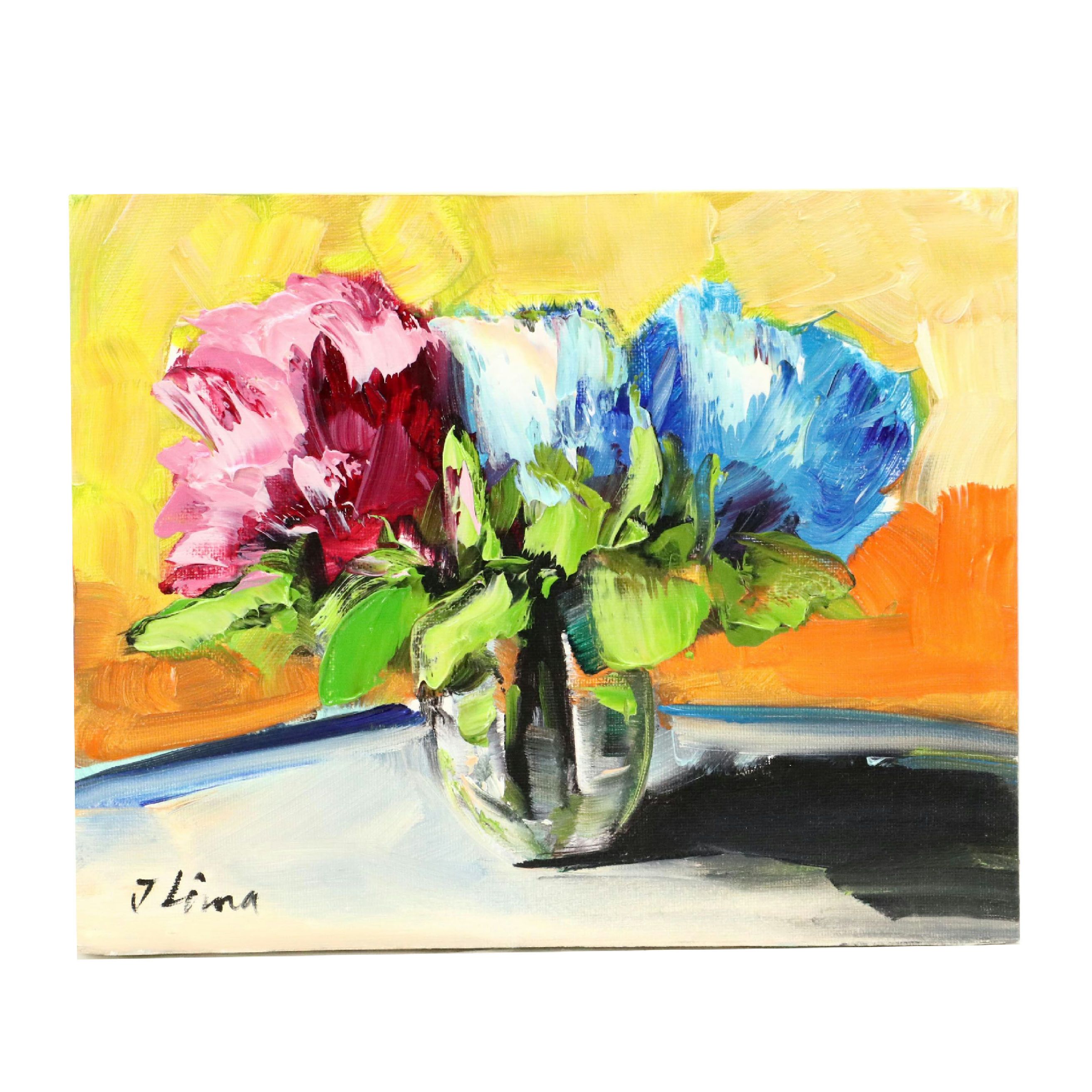 José M. Lima Floral Still Life Oil Painting, 2025