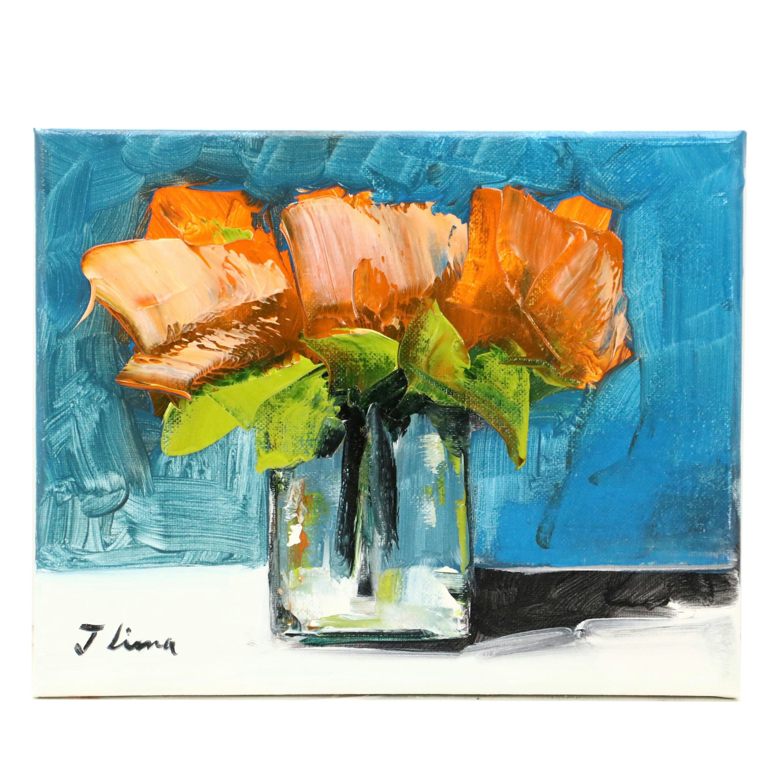 José M. Lima Floral Still Life Oil Painting, 2025