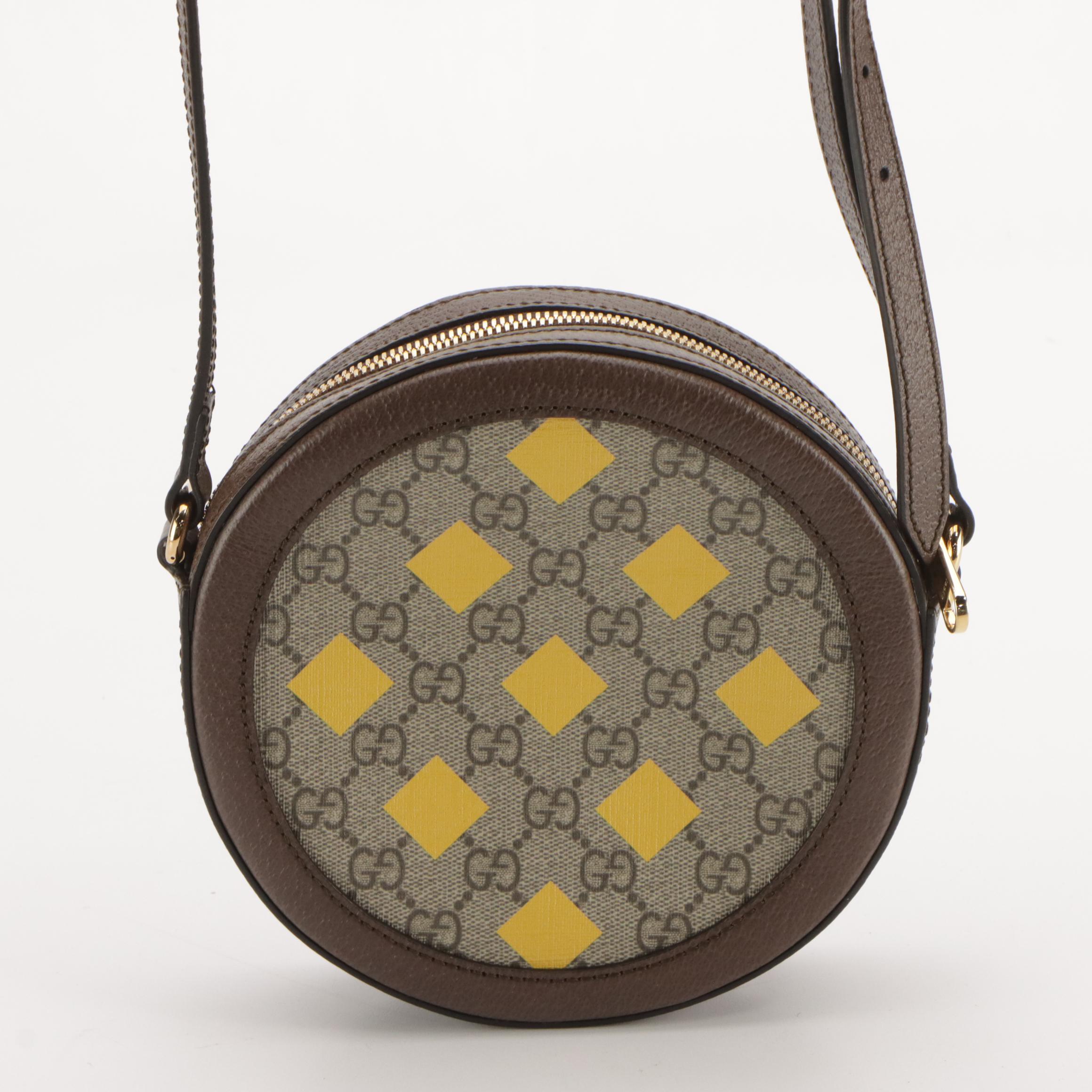 Gucci Round Ophidia Crossbody Bag in Printed GG Supreme Canvas and Leather