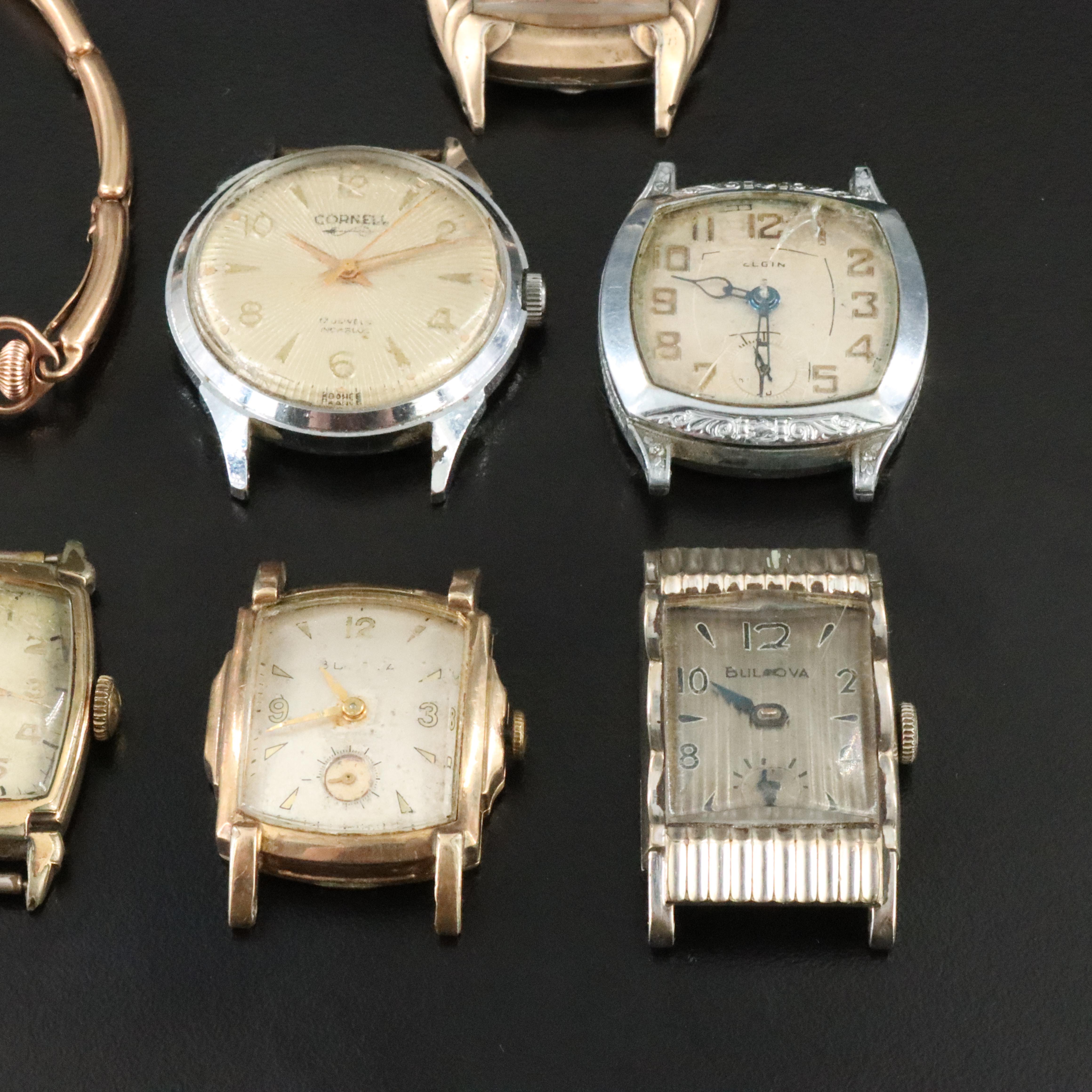 Mix of Stem Wind Watches Including Bulova, Elgin, Hampden and Others