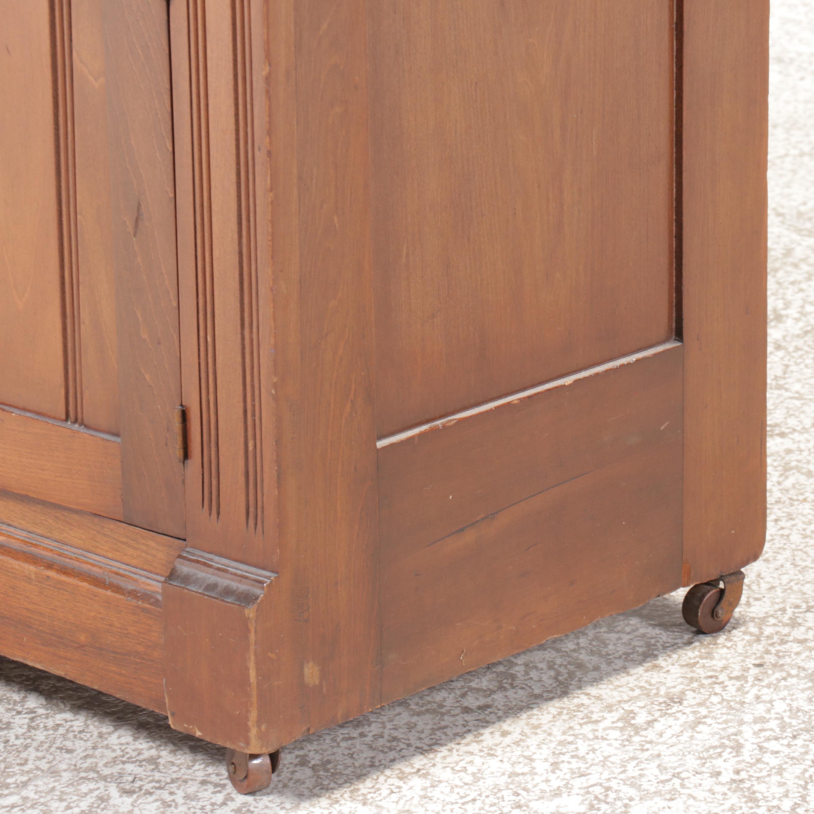 Eastlake Walnut Washstand with Marble Top on Casters