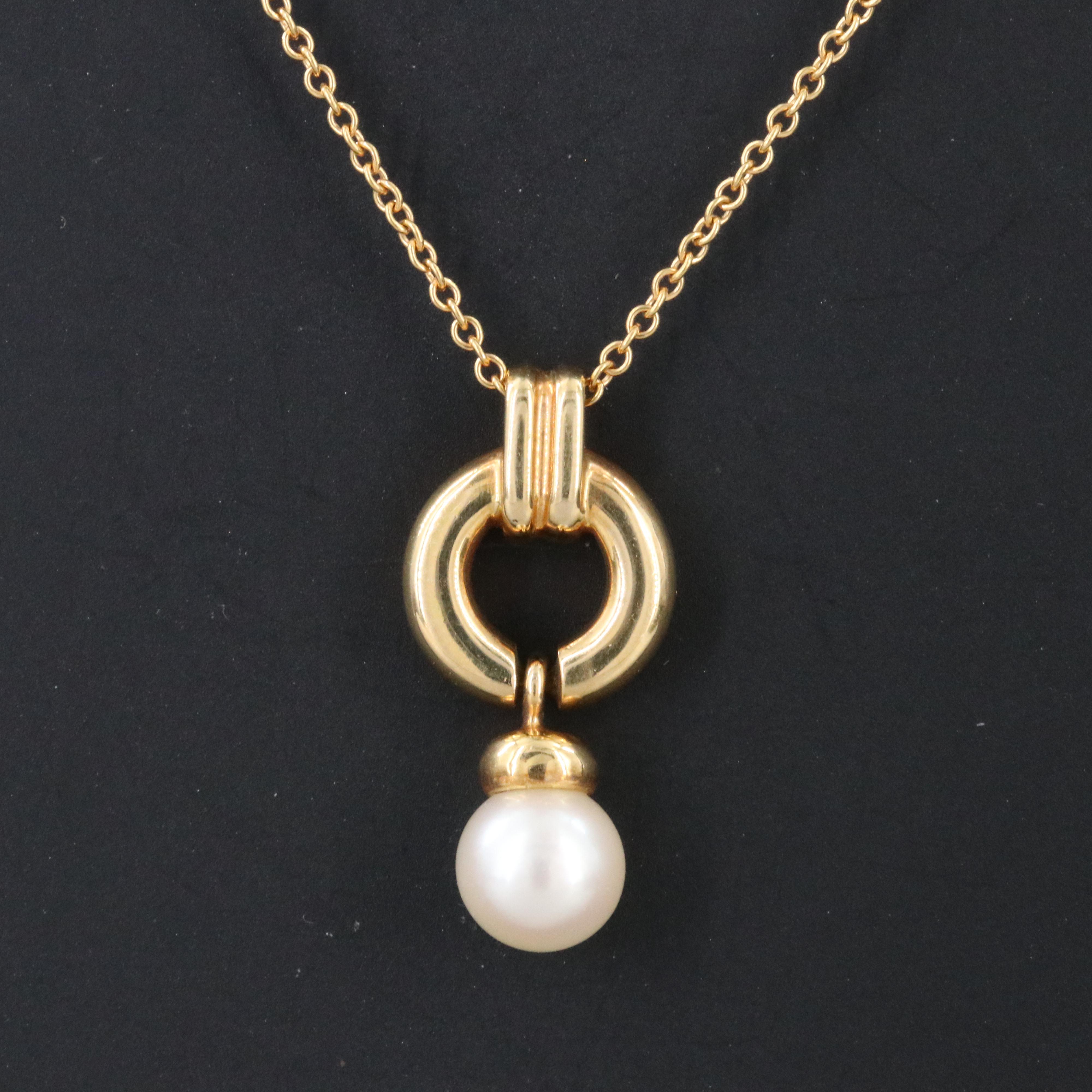Tiffany & Co. 18K Door Knocker Drop Pearl Necklace