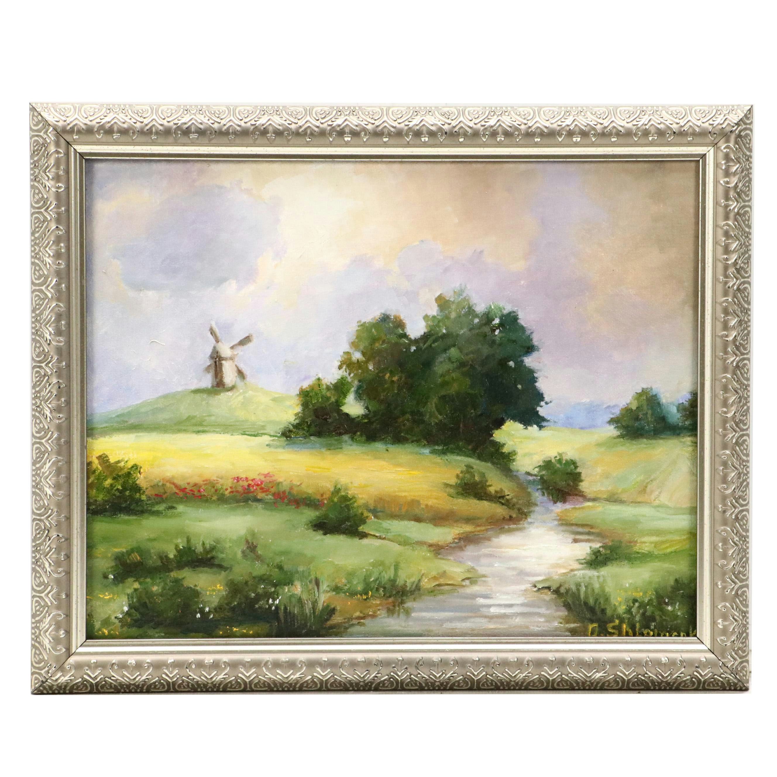 Nataliya Shlomenko Oil Painting "Landscape with a Mill," 2025