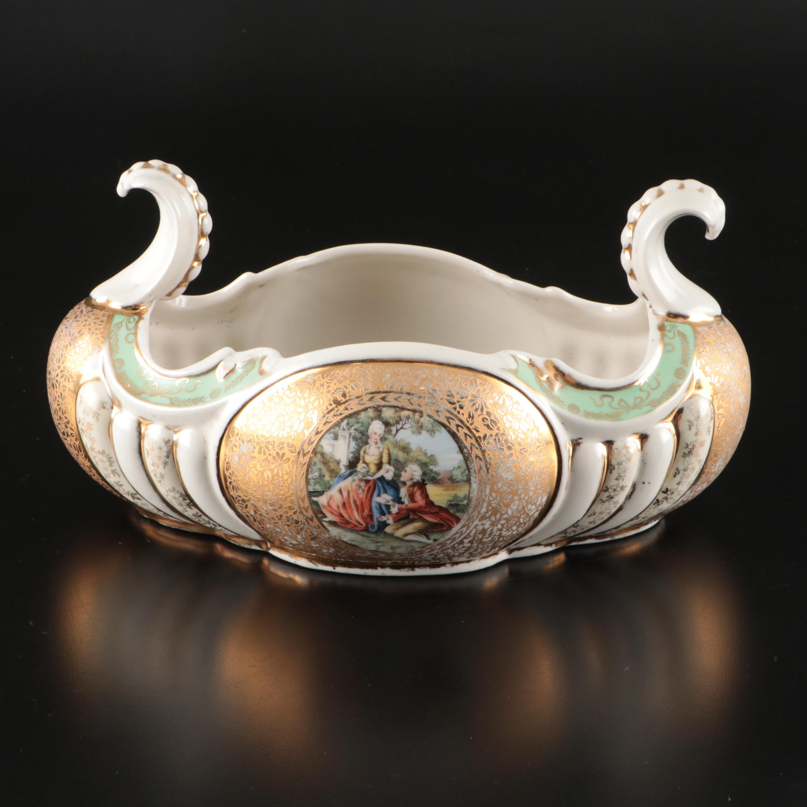Le Mieux 24K Gold Gilt Porcelain Centerpiece Bowl