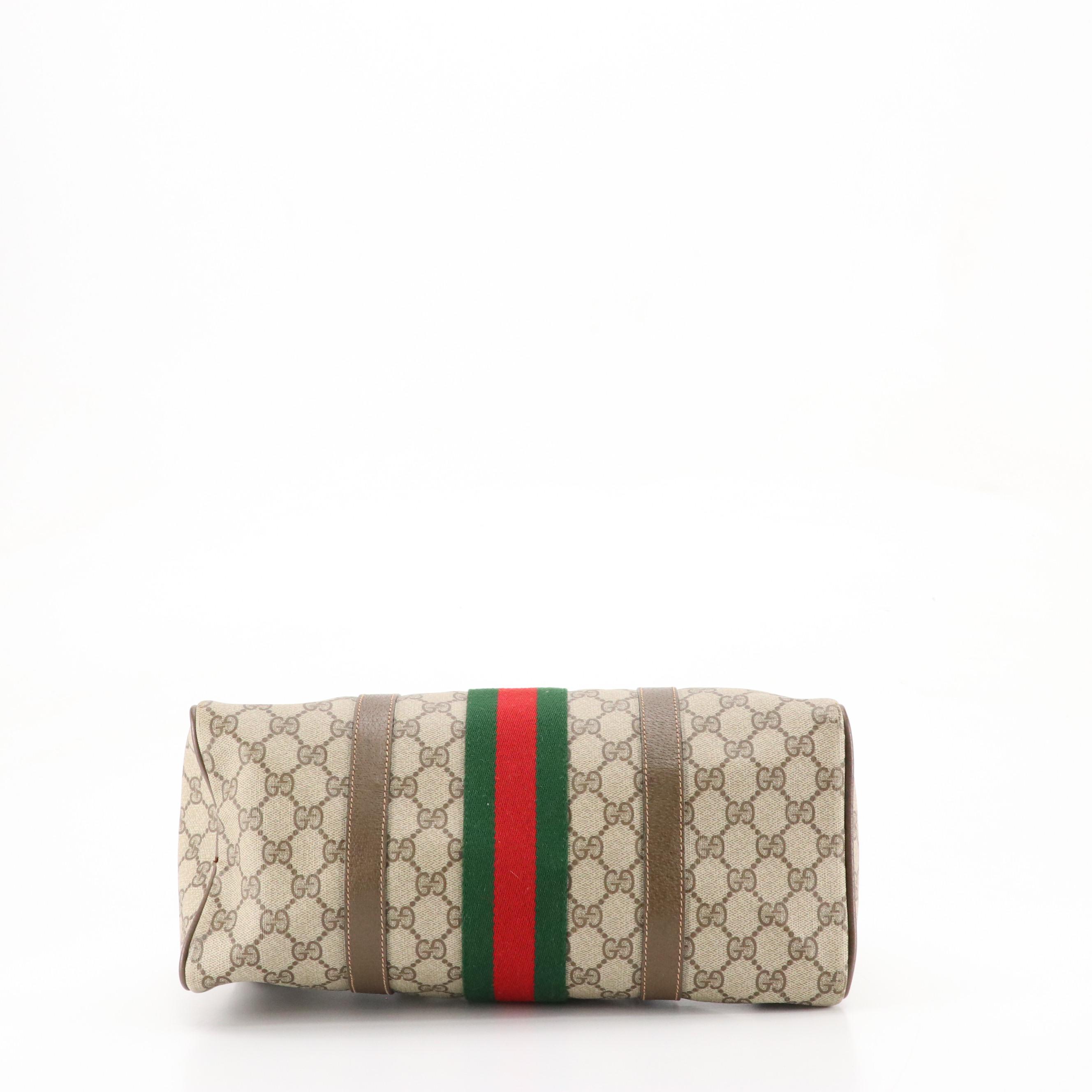 Gucci Accessory Collection Boston Bag in GG Supreme Canvas, Web Stripe & Leather