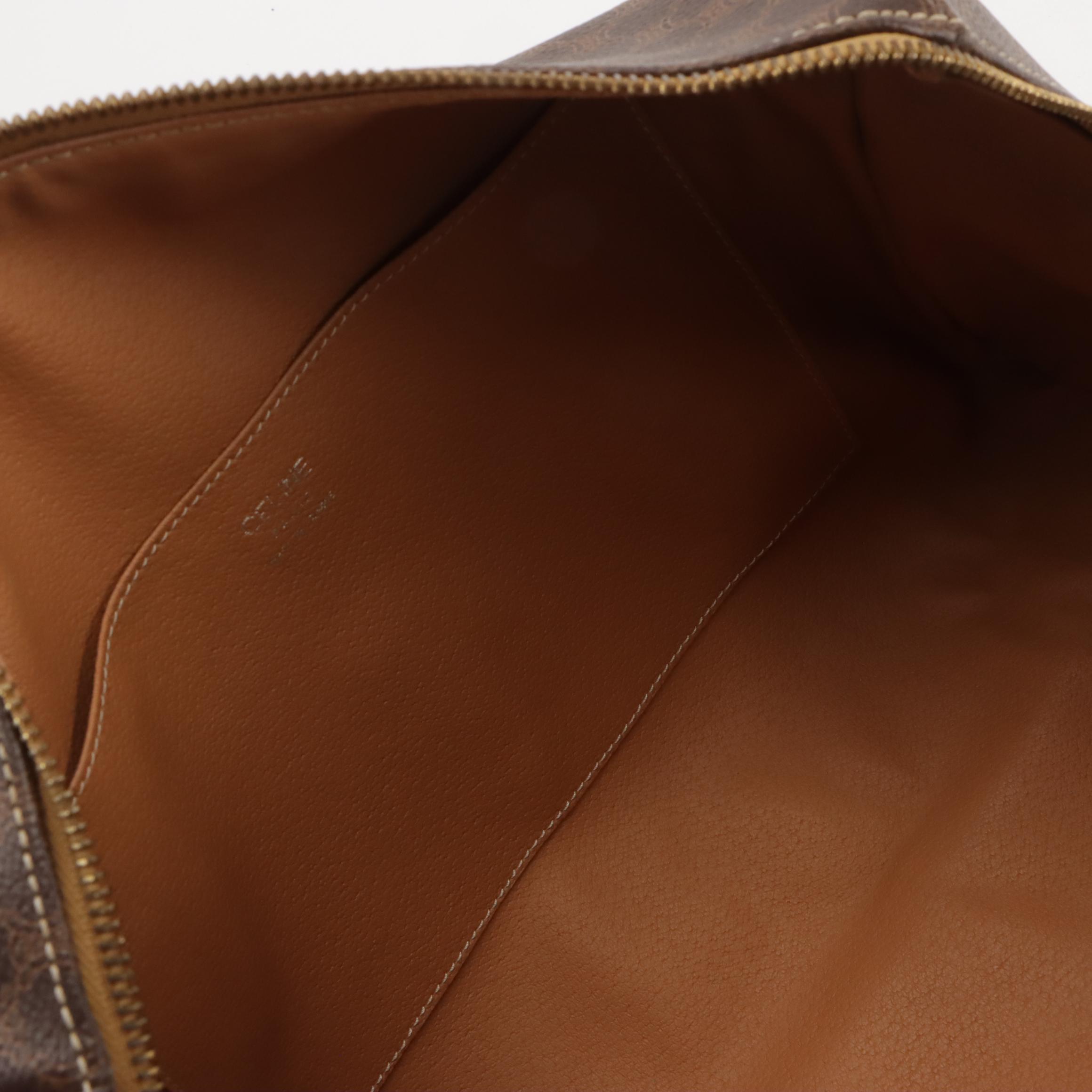 Celine Boston Bag in Dark Brown Macadam Canvas and Leather Trim