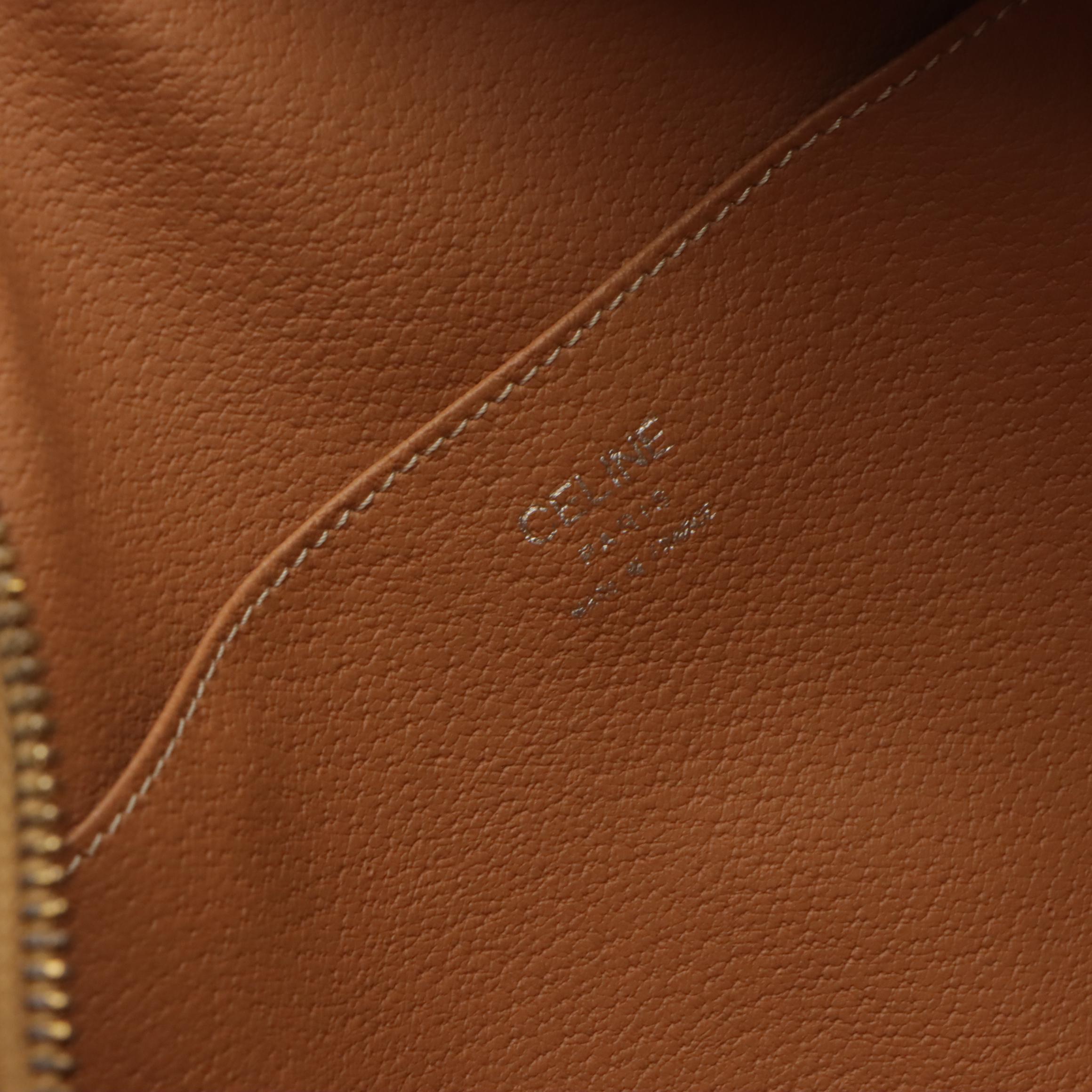 Celine Boston Bag in Dark Brown Macadam Canvas and Leather Trim