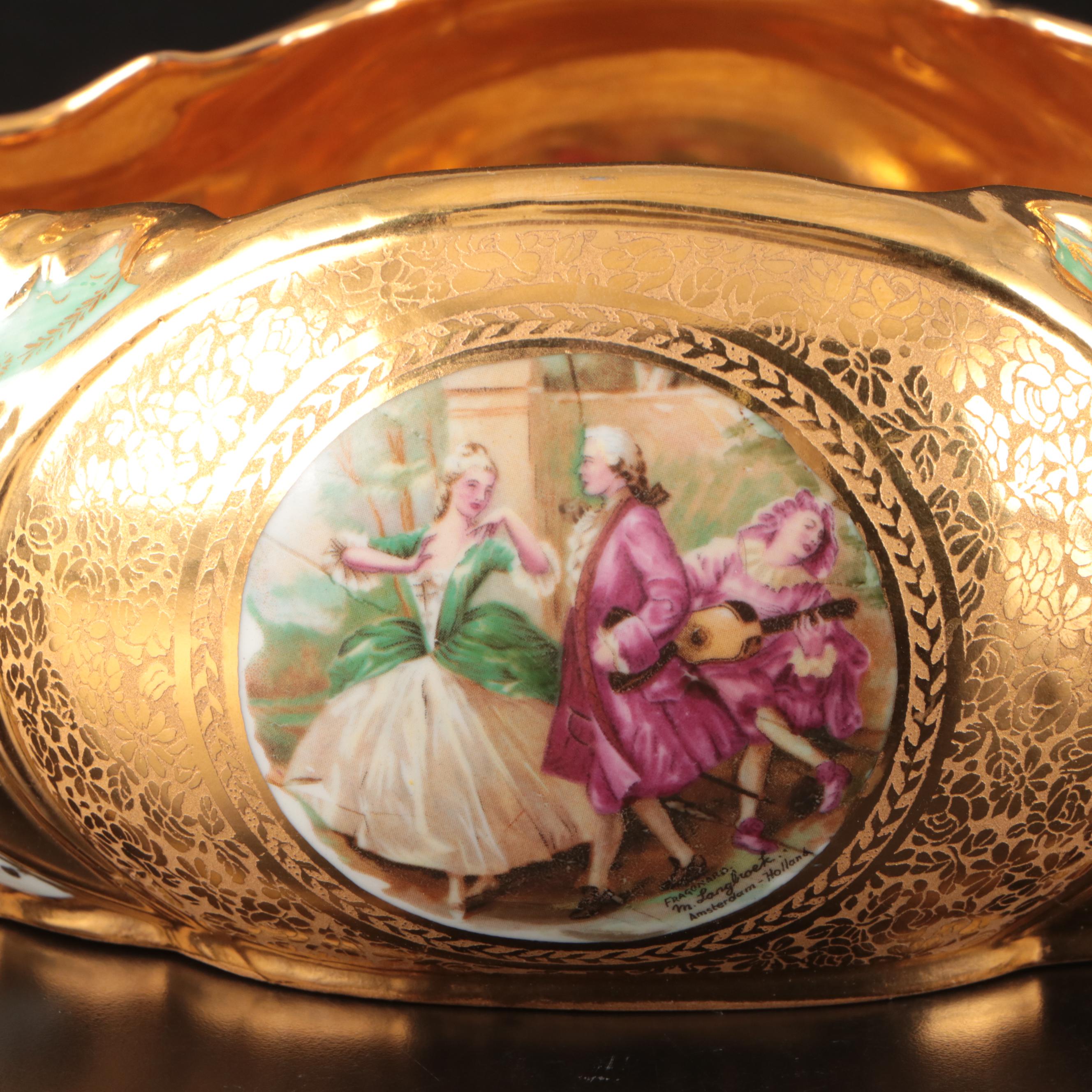 Le Mieux 24K Gold Gilt Porcelain Centerpiece Bowl