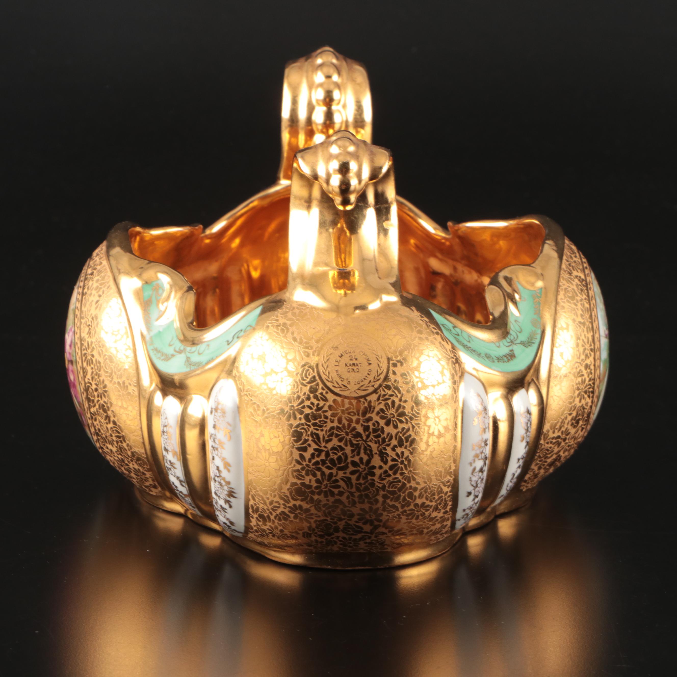 Le Mieux 24K Gold Gilt Porcelain Centerpiece Bowl