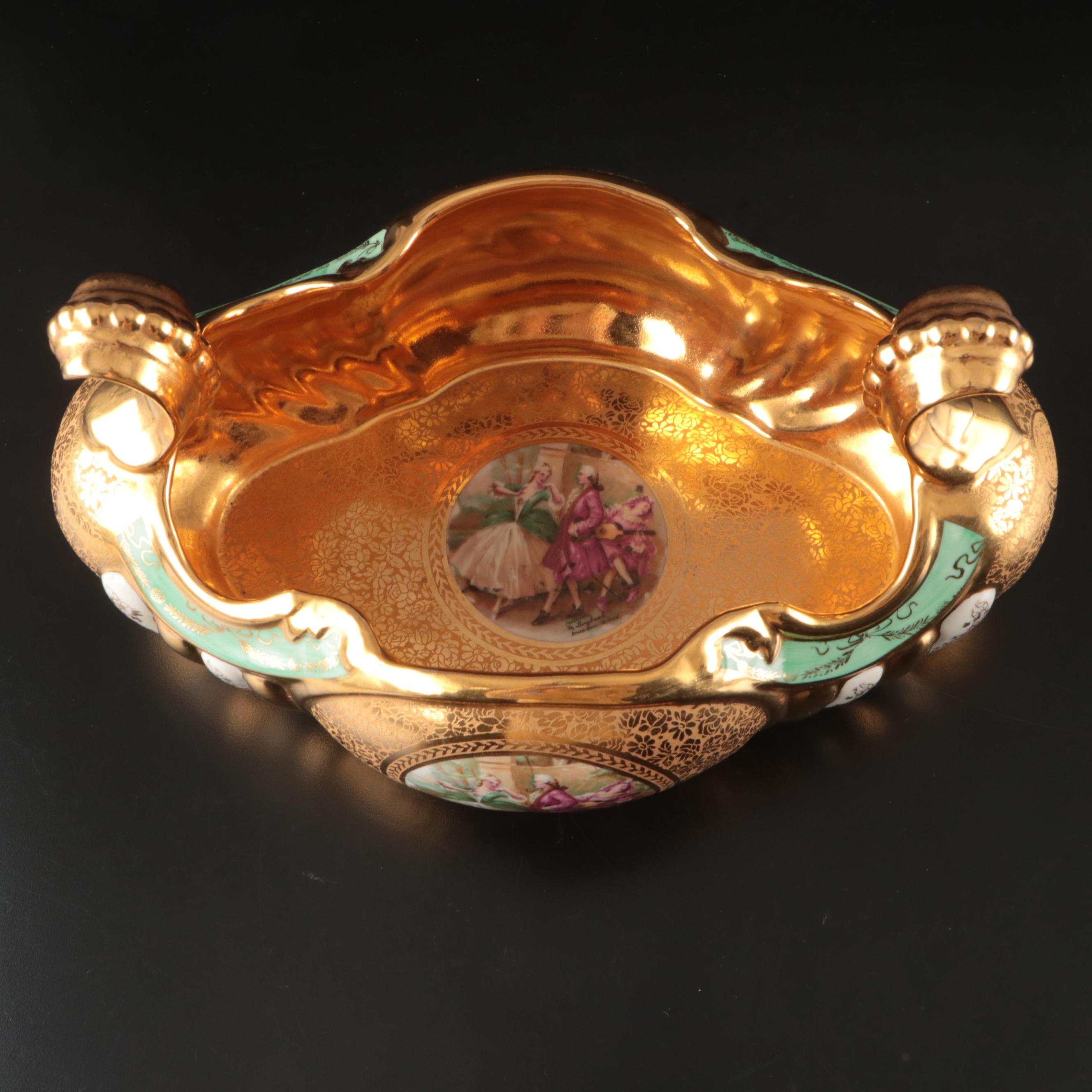 Le Mieux 24K Gold Gilt Porcelain Centerpiece Bowl