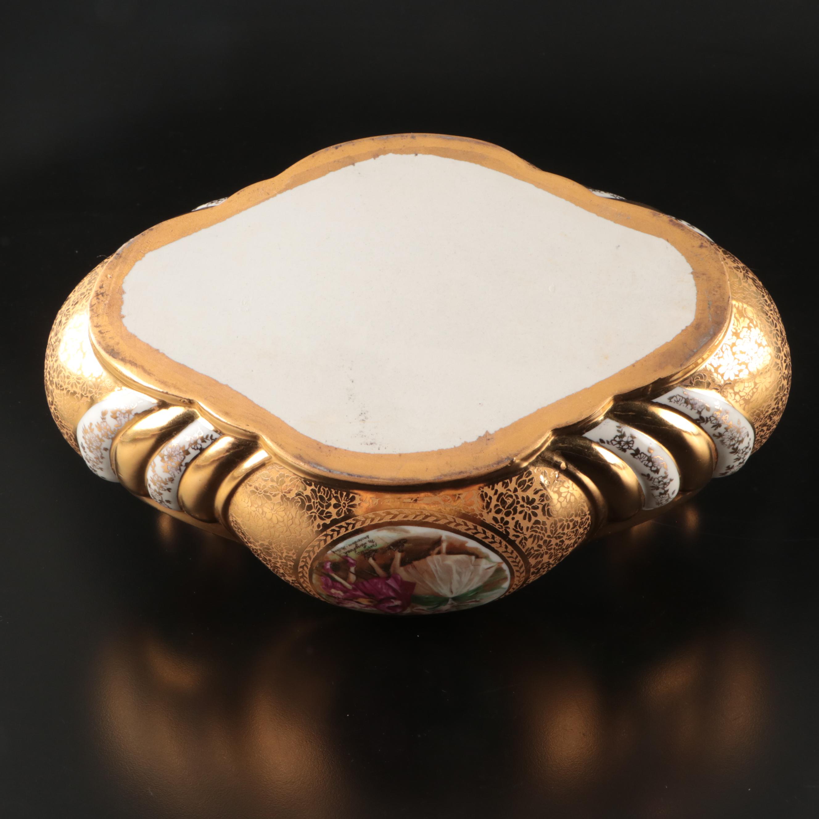 Le Mieux 24K Gold Gilt Porcelain Centerpiece Bowl