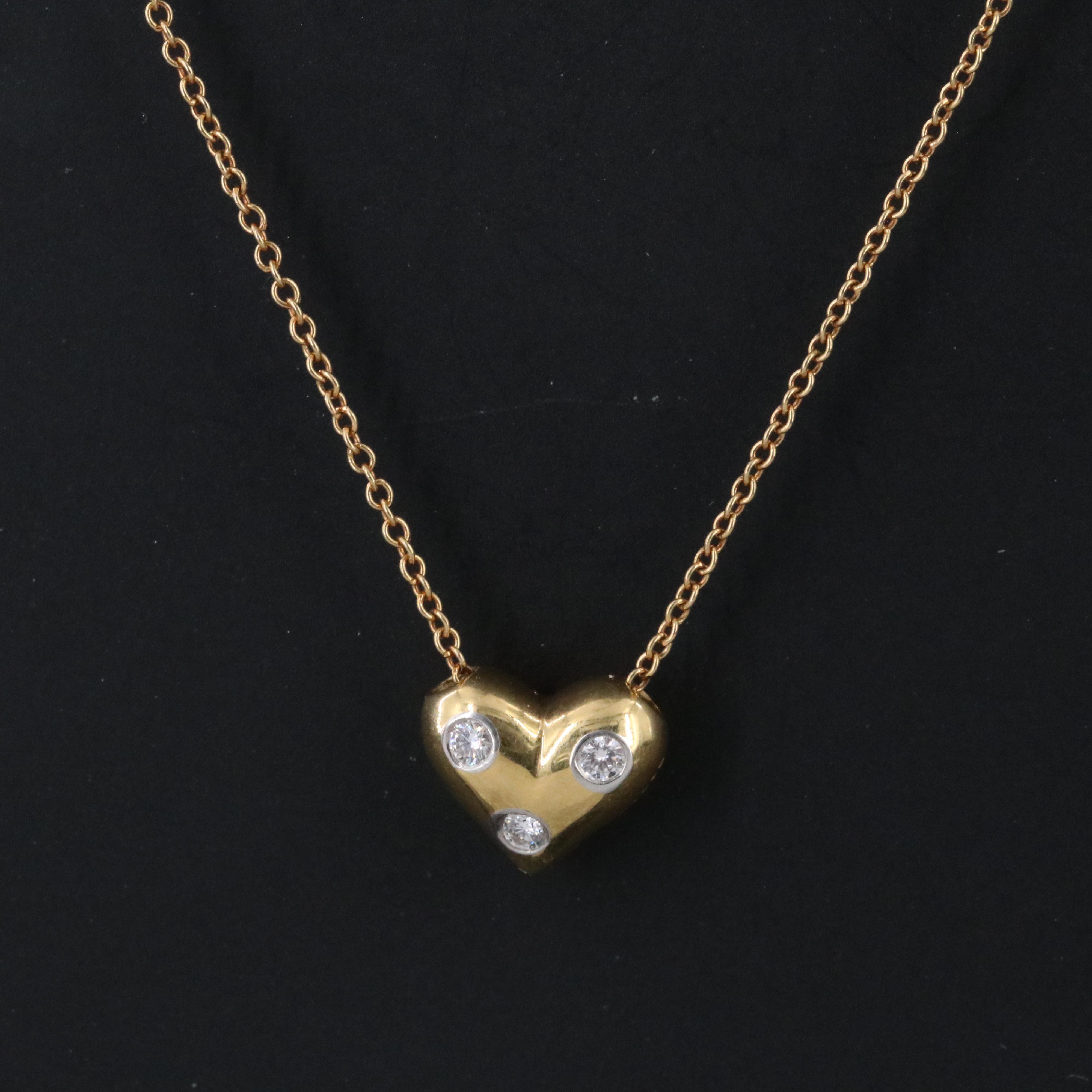 Tiffany & Co. Etoile 18K Diamond Heart Necklace