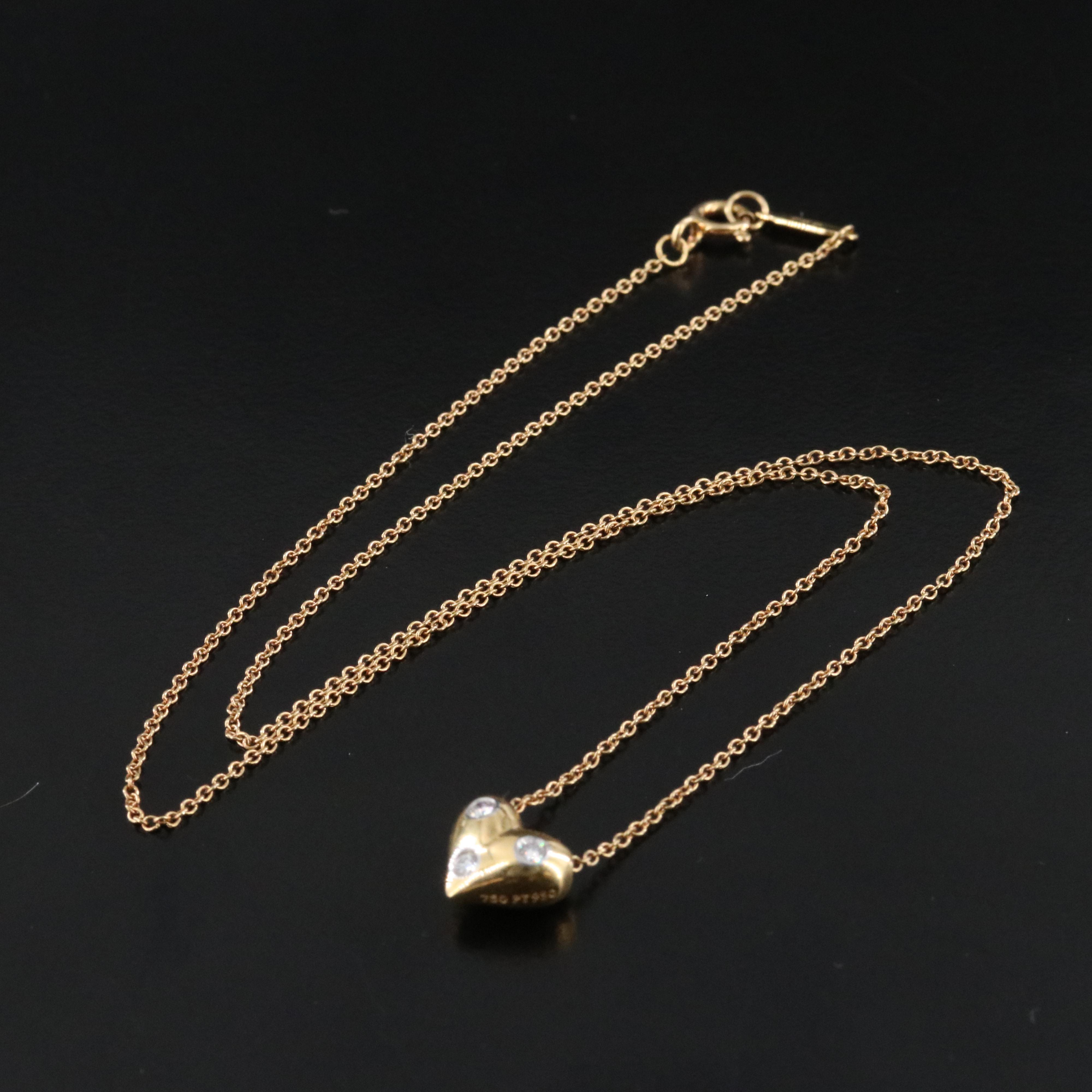Tiffany & Co. Etoile 18K Diamond Heart Necklace