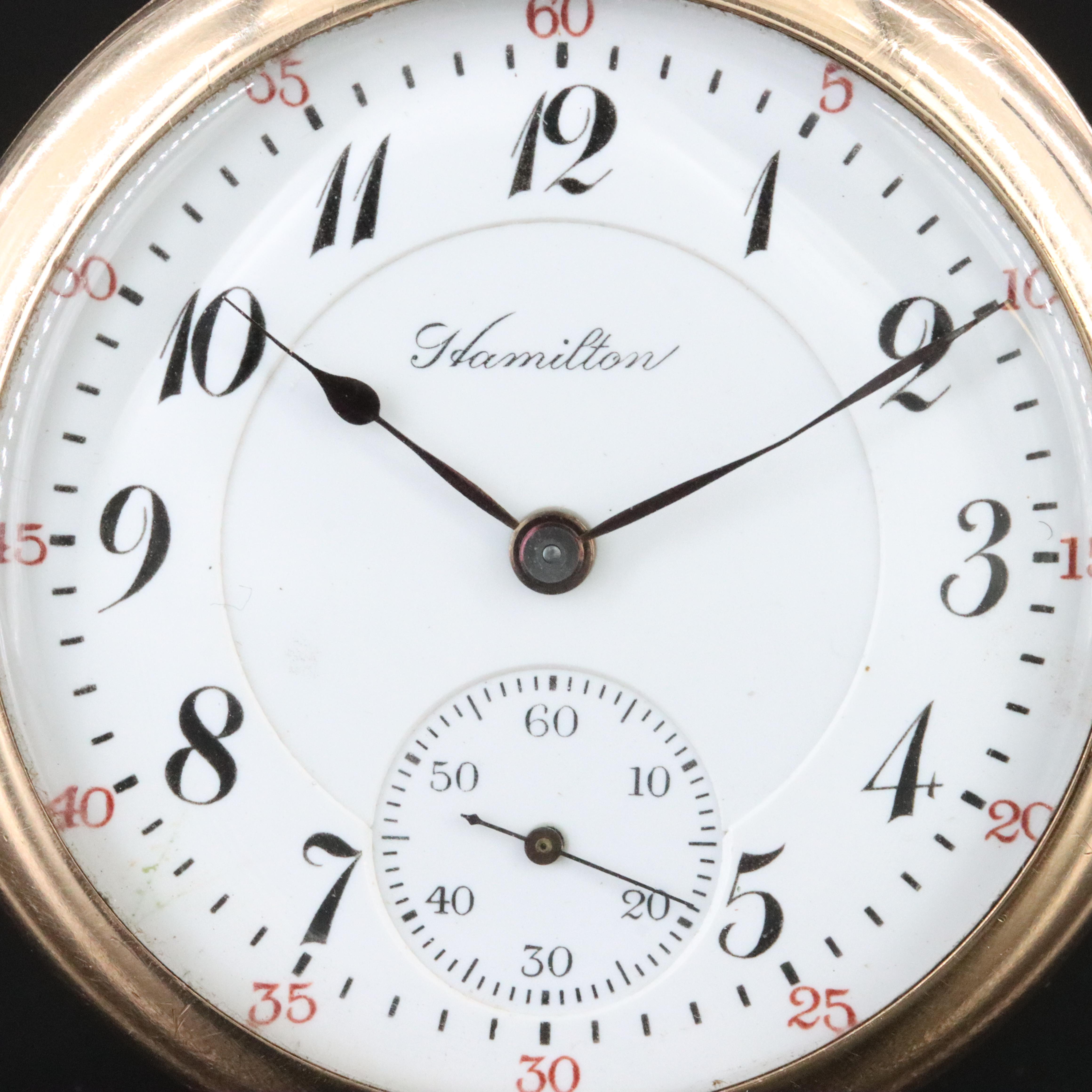 1918 Hamilton Gold Filled Swing Out Front Case with Fob Chain