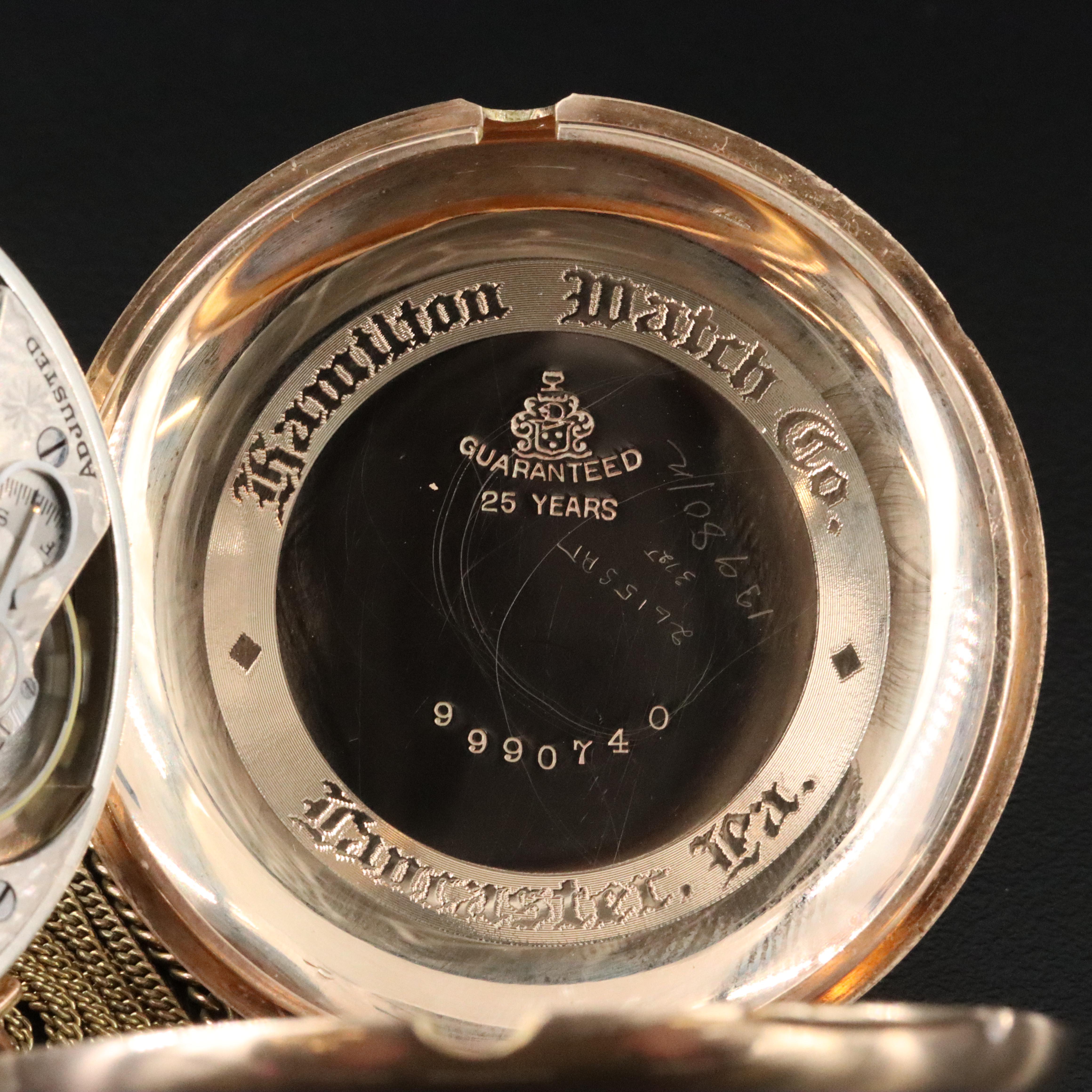 1918 Hamilton Gold Filled Swing Out Front Case with Fob Chain