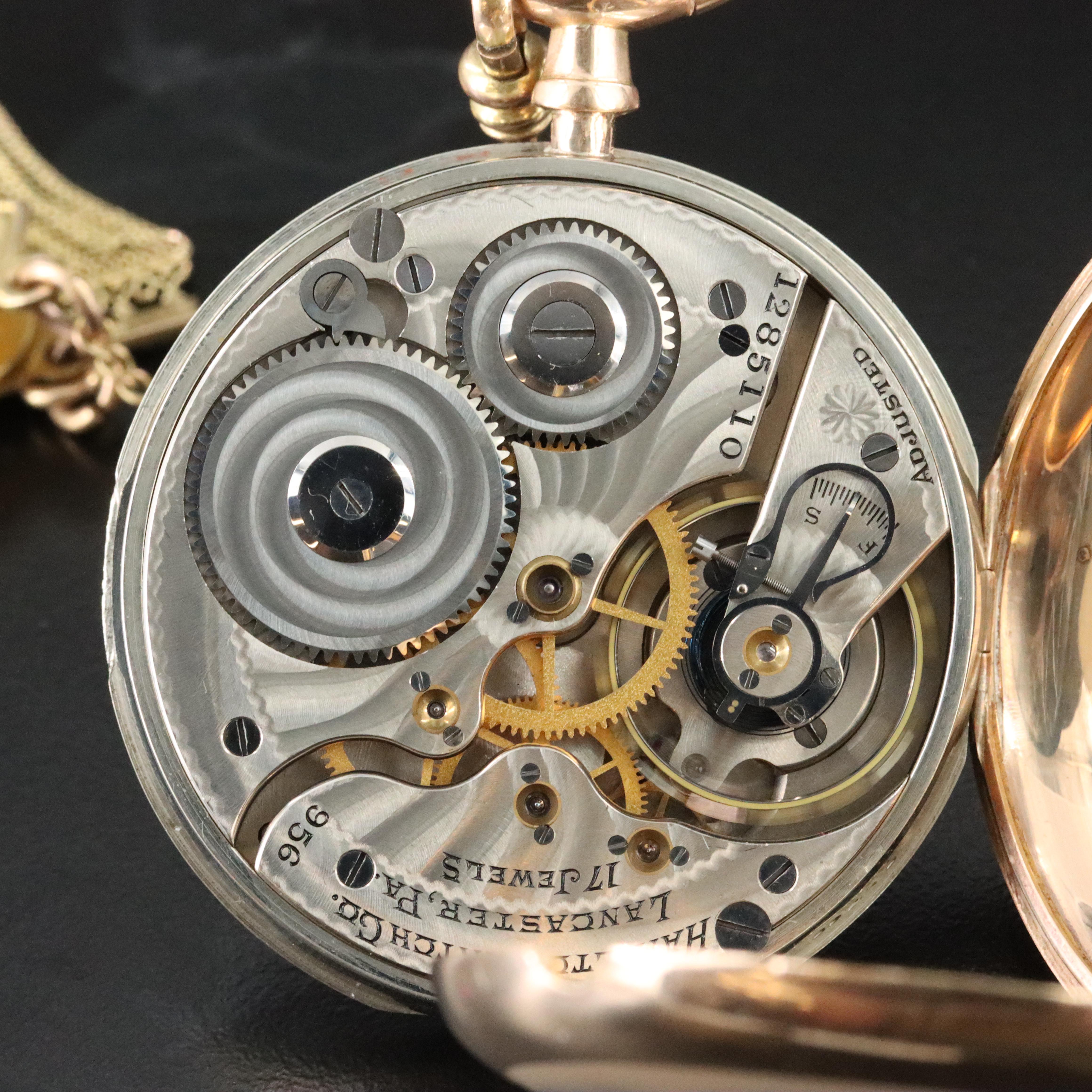 1918 Hamilton Gold Filled Swing Out Front Case with Fob Chain