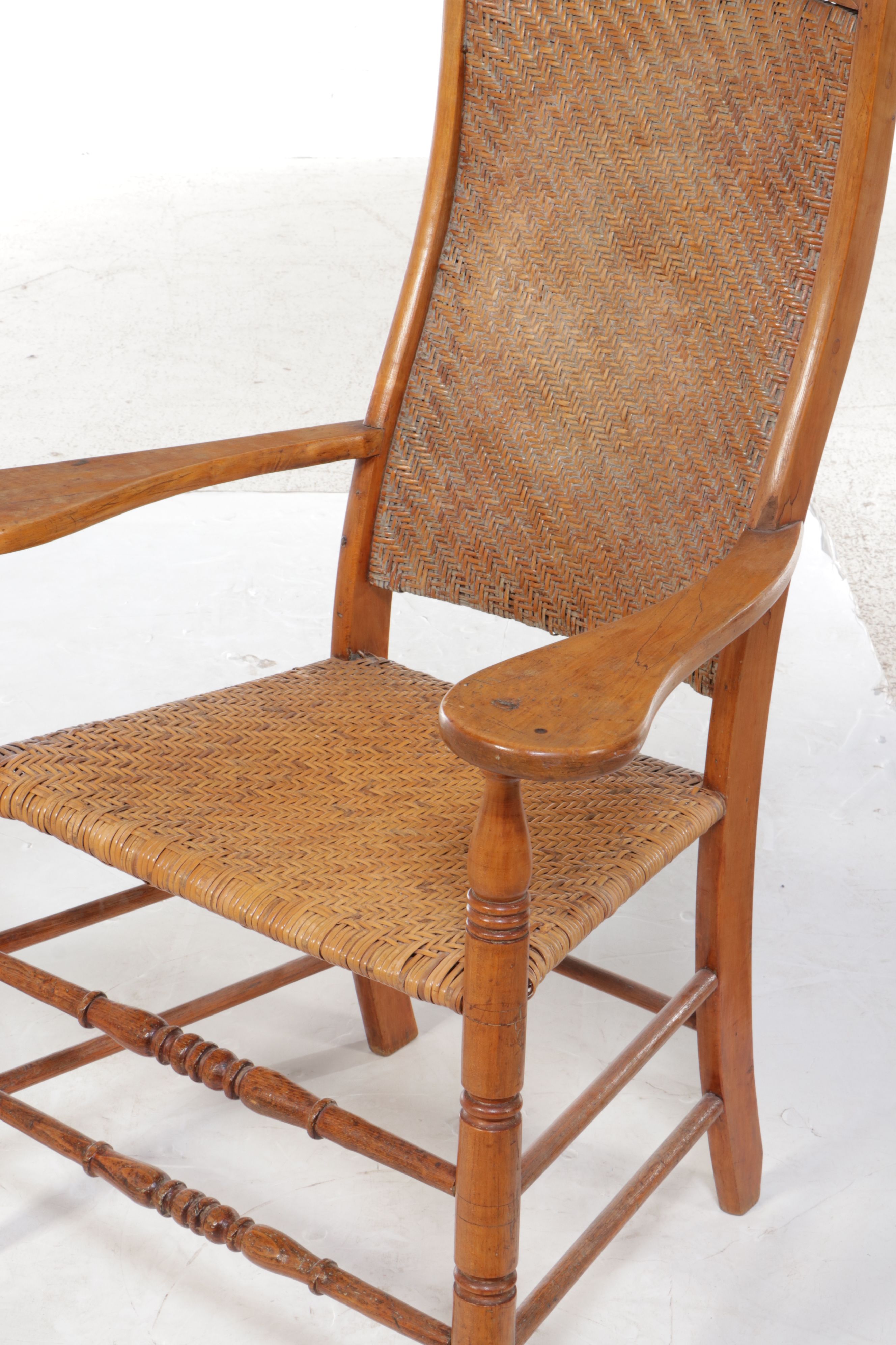Oak and Woven Seat Writing Armchair