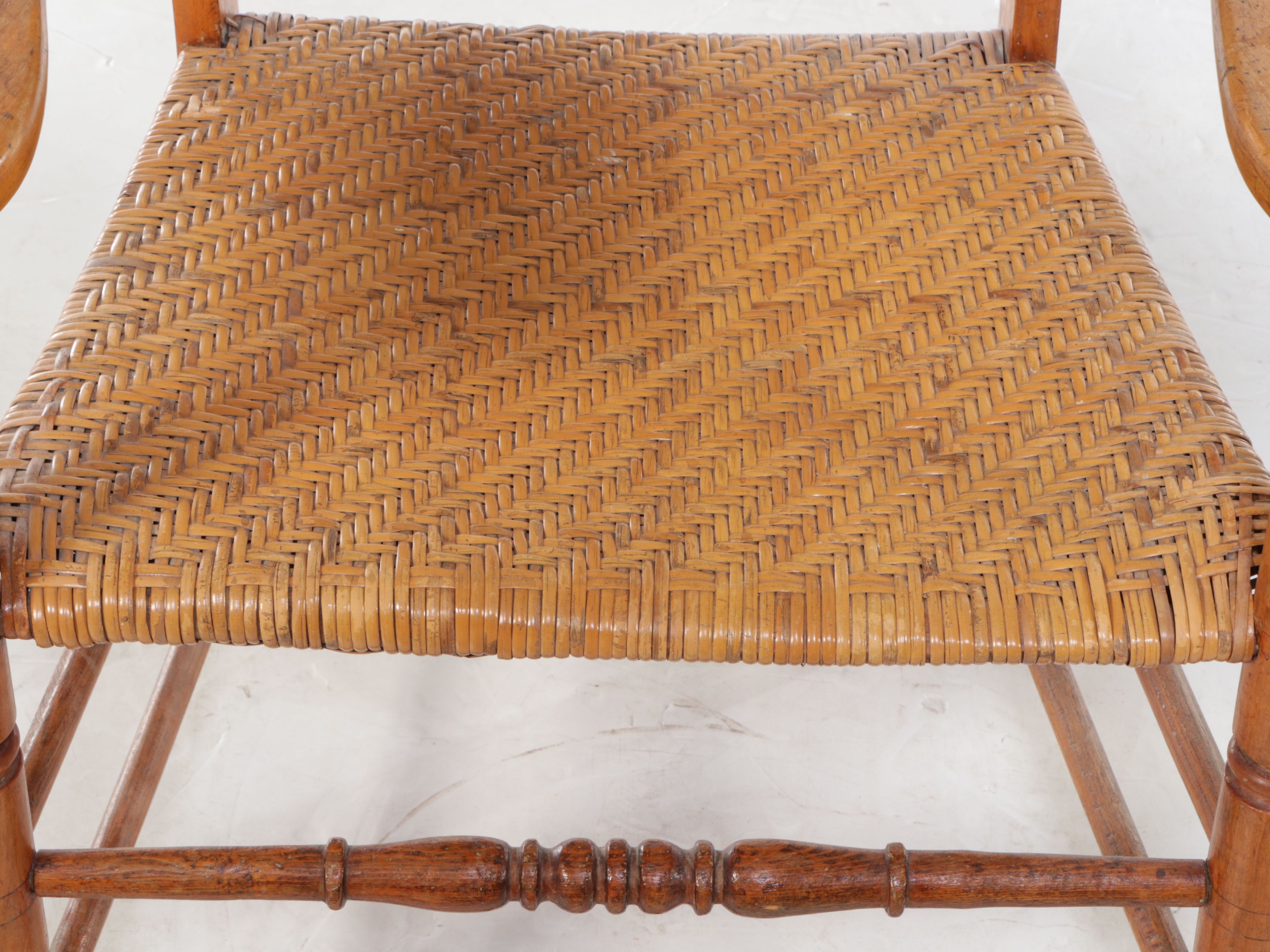 Oak and Woven Seat Writing Armchair