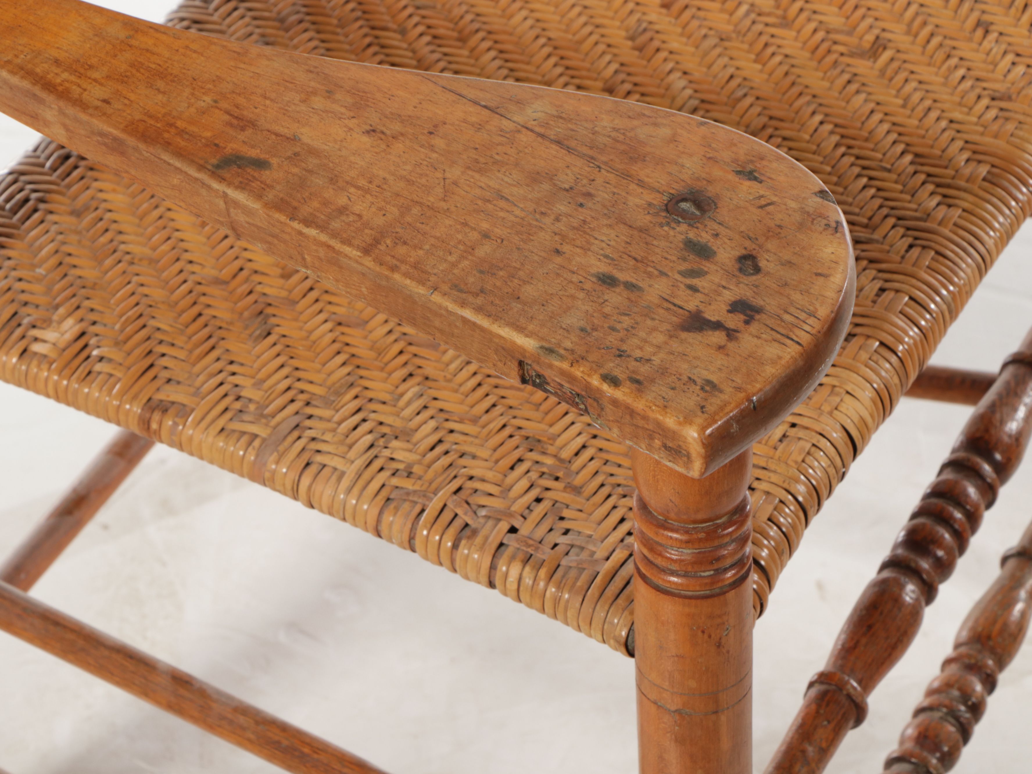 Oak and Woven Seat Writing Armchair