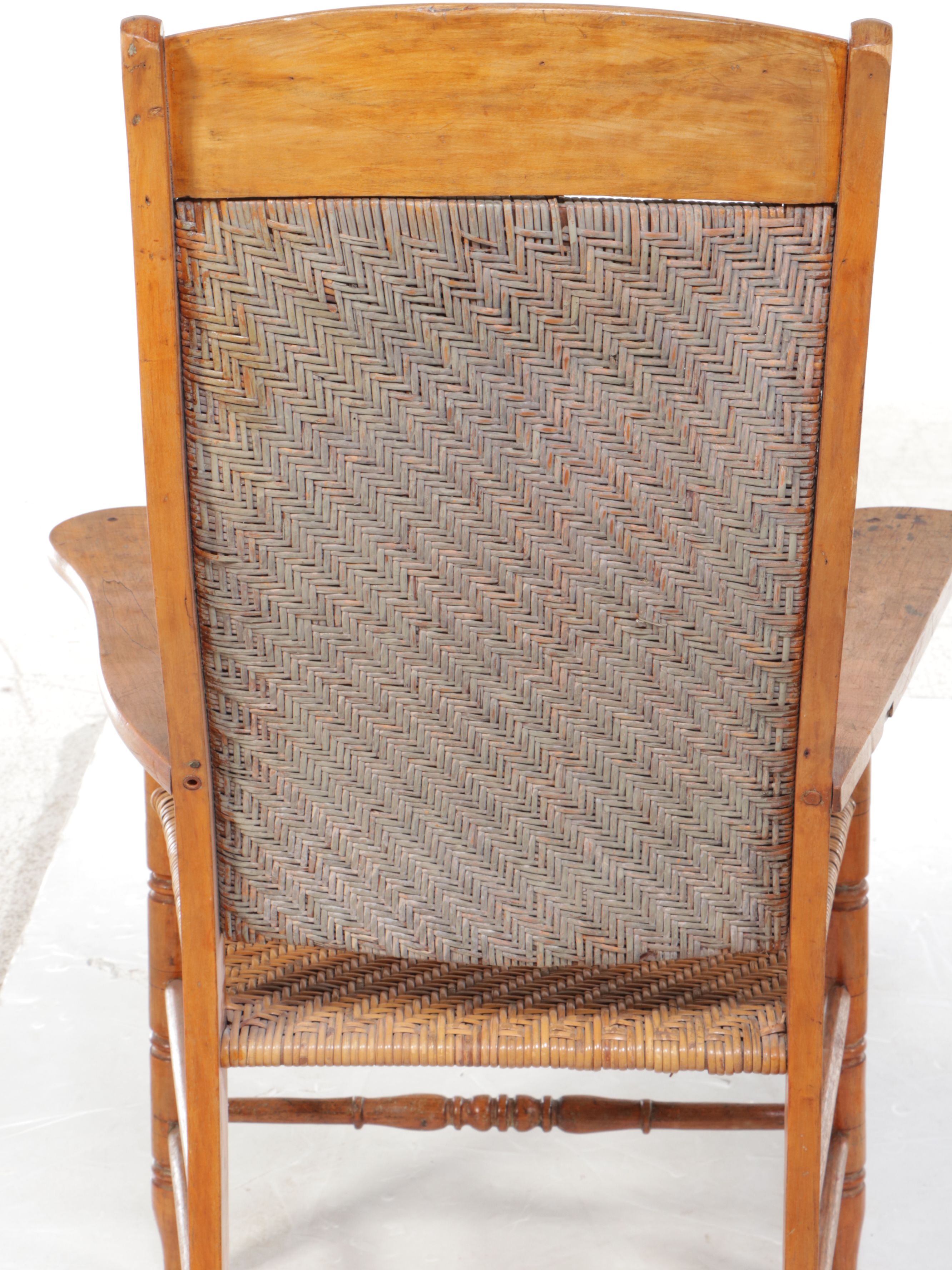 Oak and Woven Seat Writing Armchair