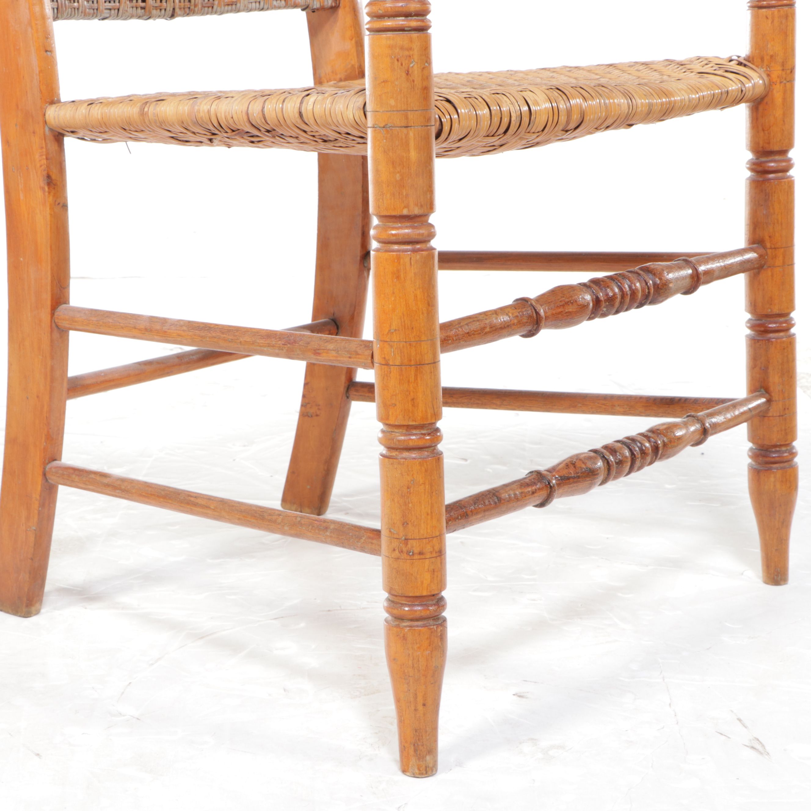 Oak and Woven Seat Writing Armchair