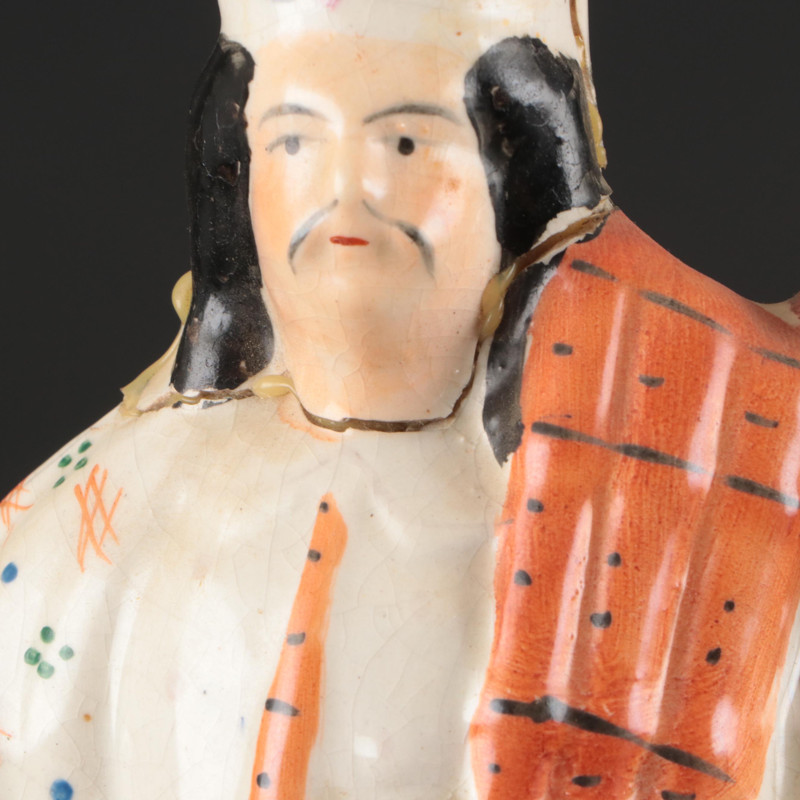 Staffordshire Little Red Riding Hood Spill Vase and Figurine with Faux Clock