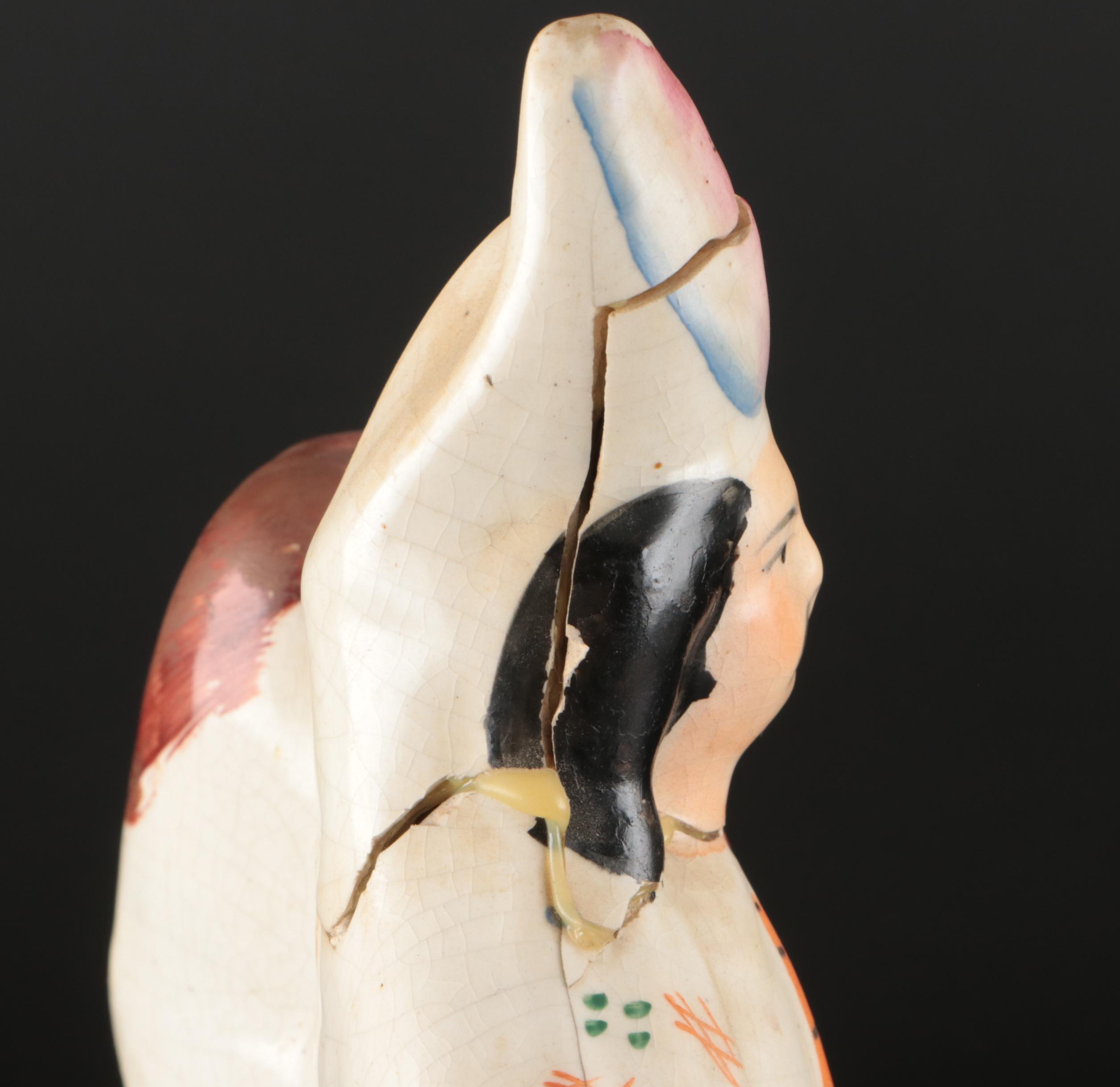 Staffordshire Little Red Riding Hood Spill Vase and Figurine with Faux Clock