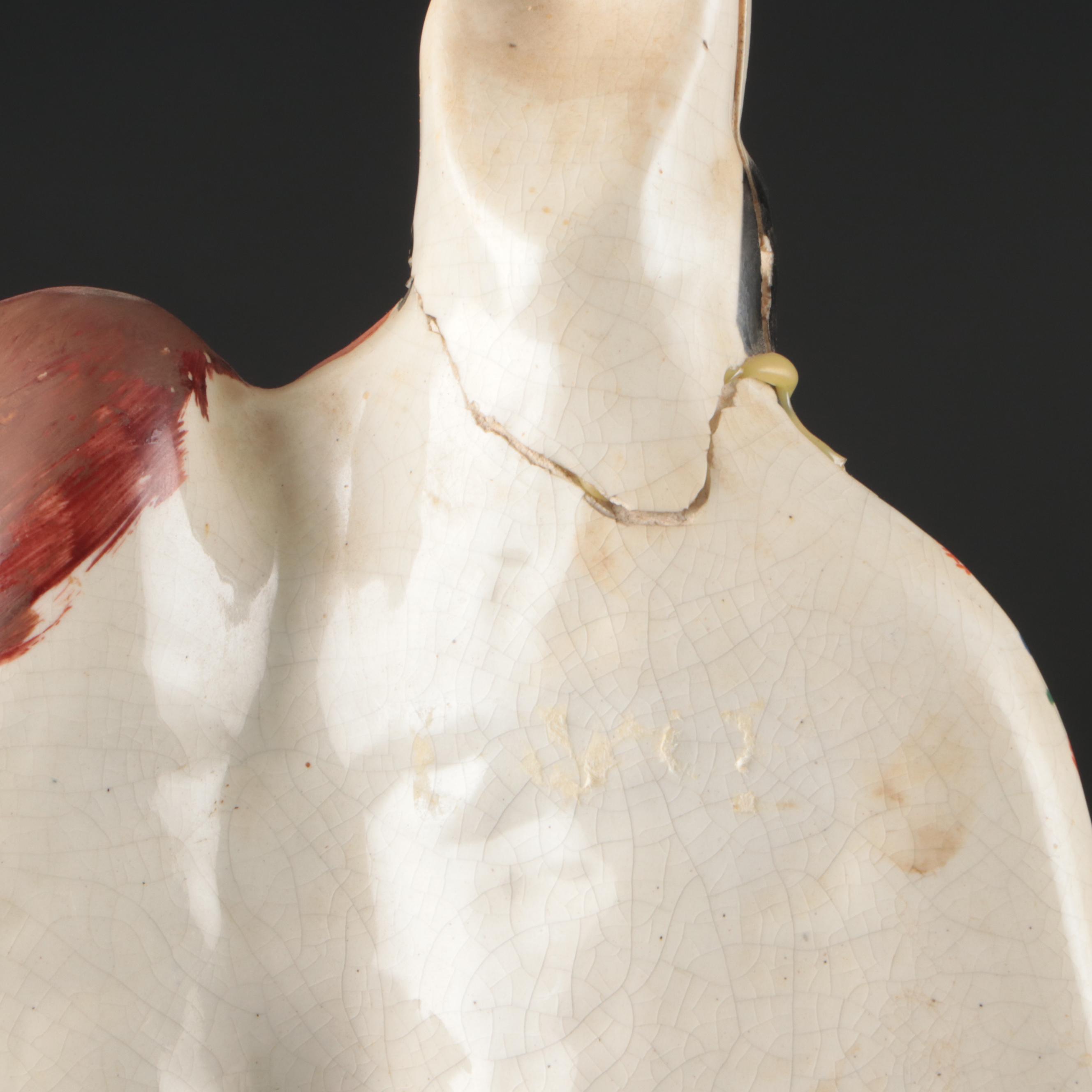 Staffordshire Little Red Riding Hood Spill Vase and Figurine with Faux Clock