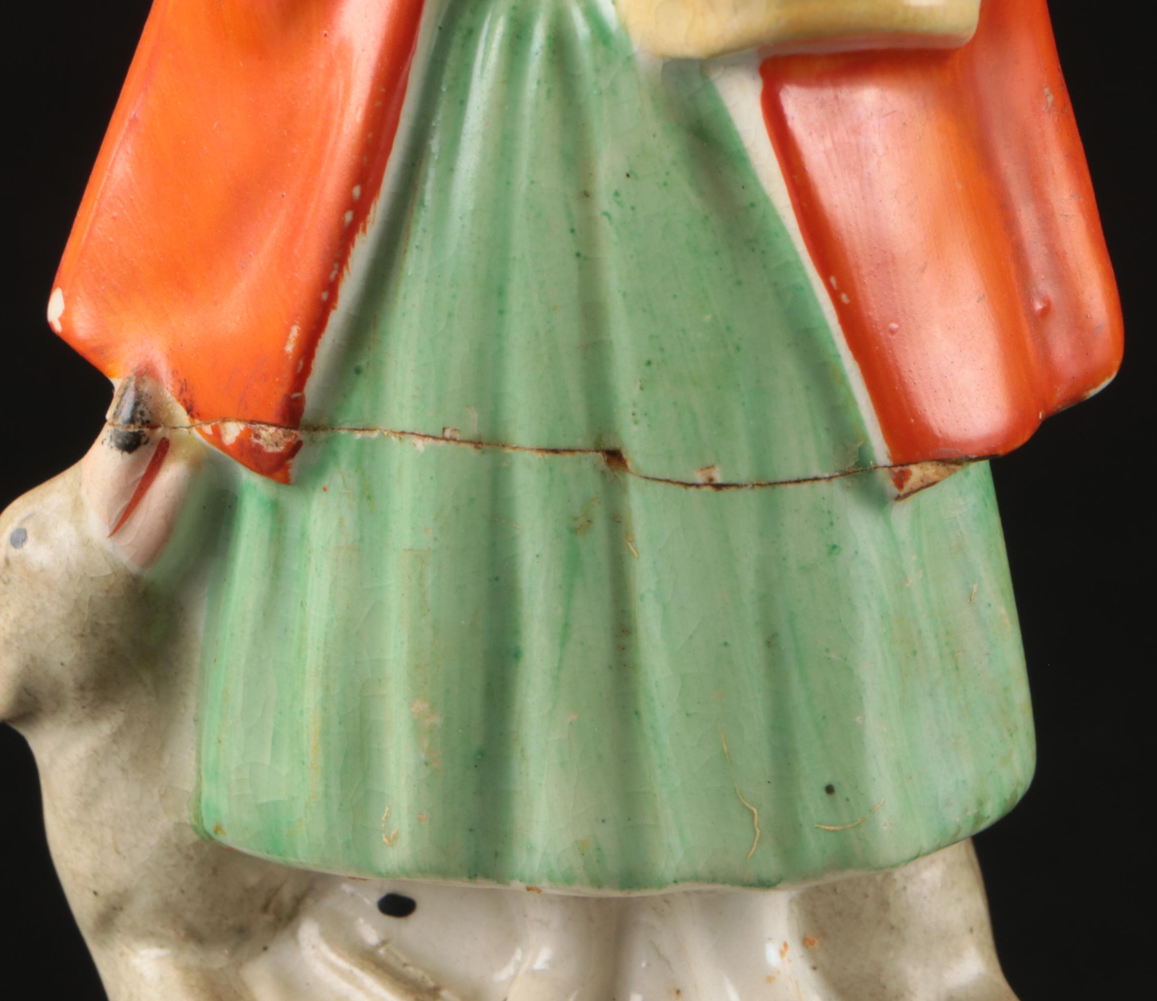 Staffordshire Little Red Riding Hood Spill Vase and Figurine with Faux Clock