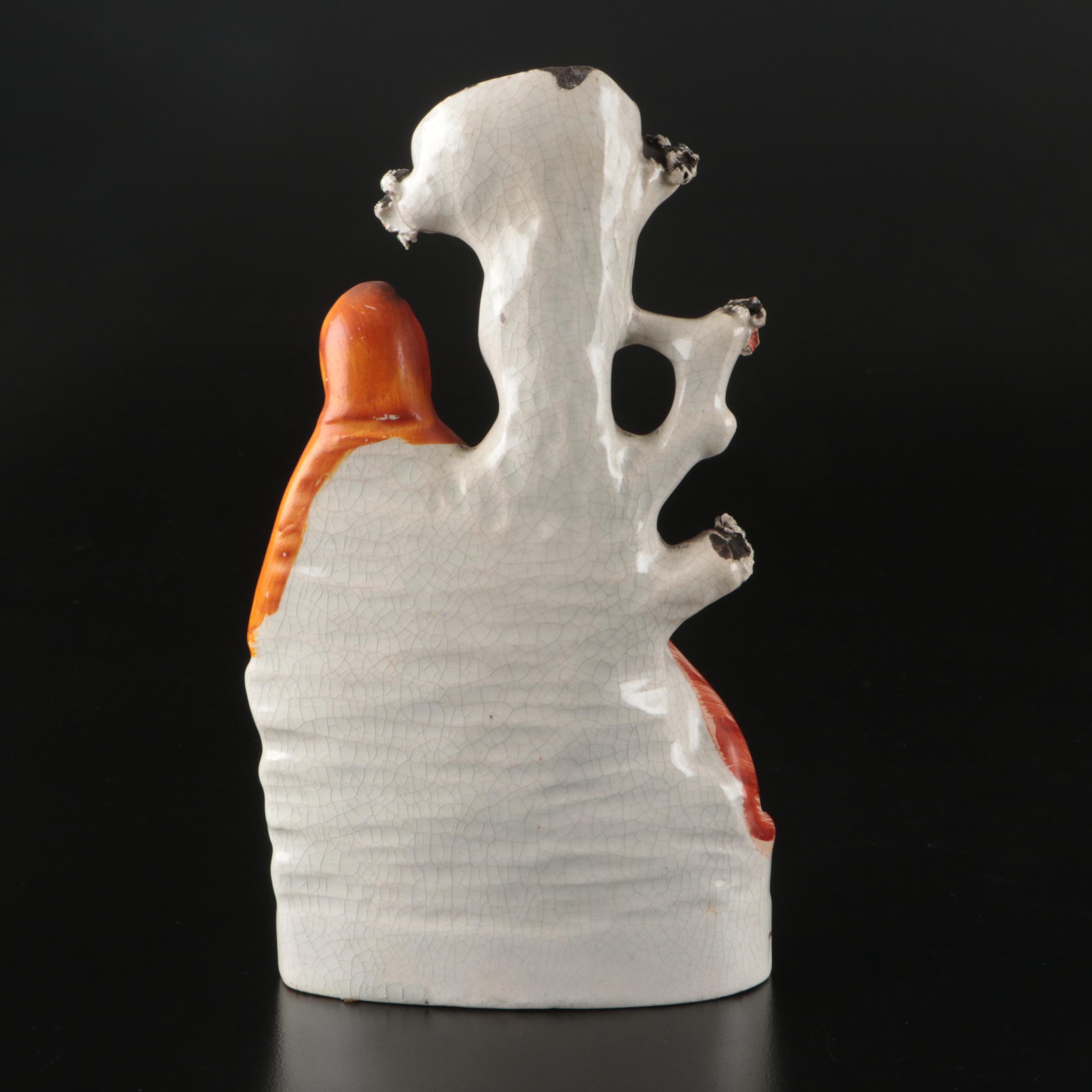 Staffordshire Little Red Riding Hood Spill Vase and Figurine with Faux Clock