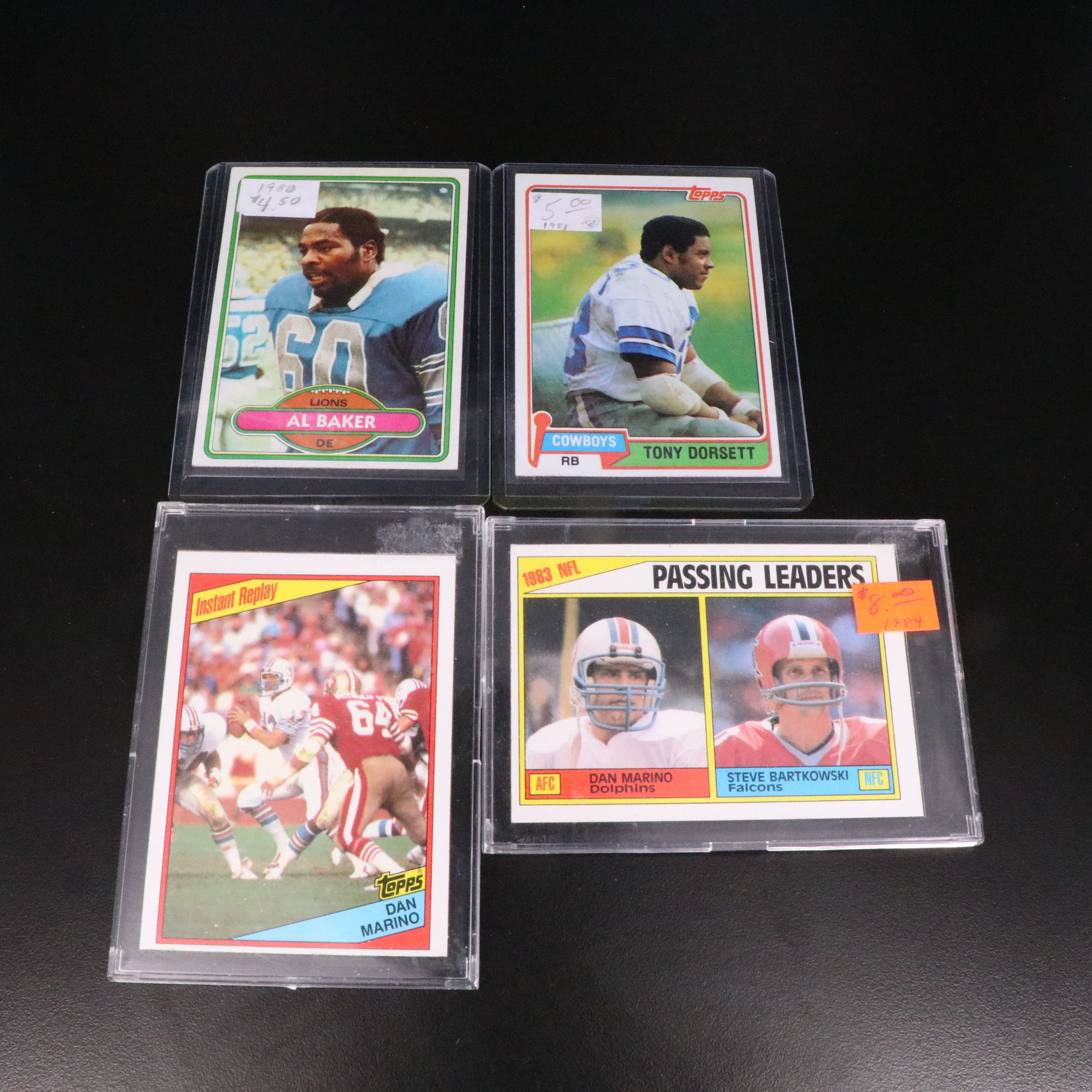 Topps Football Cards Featuring Dan Marino and Steve Young Rookie Cards, 1980s