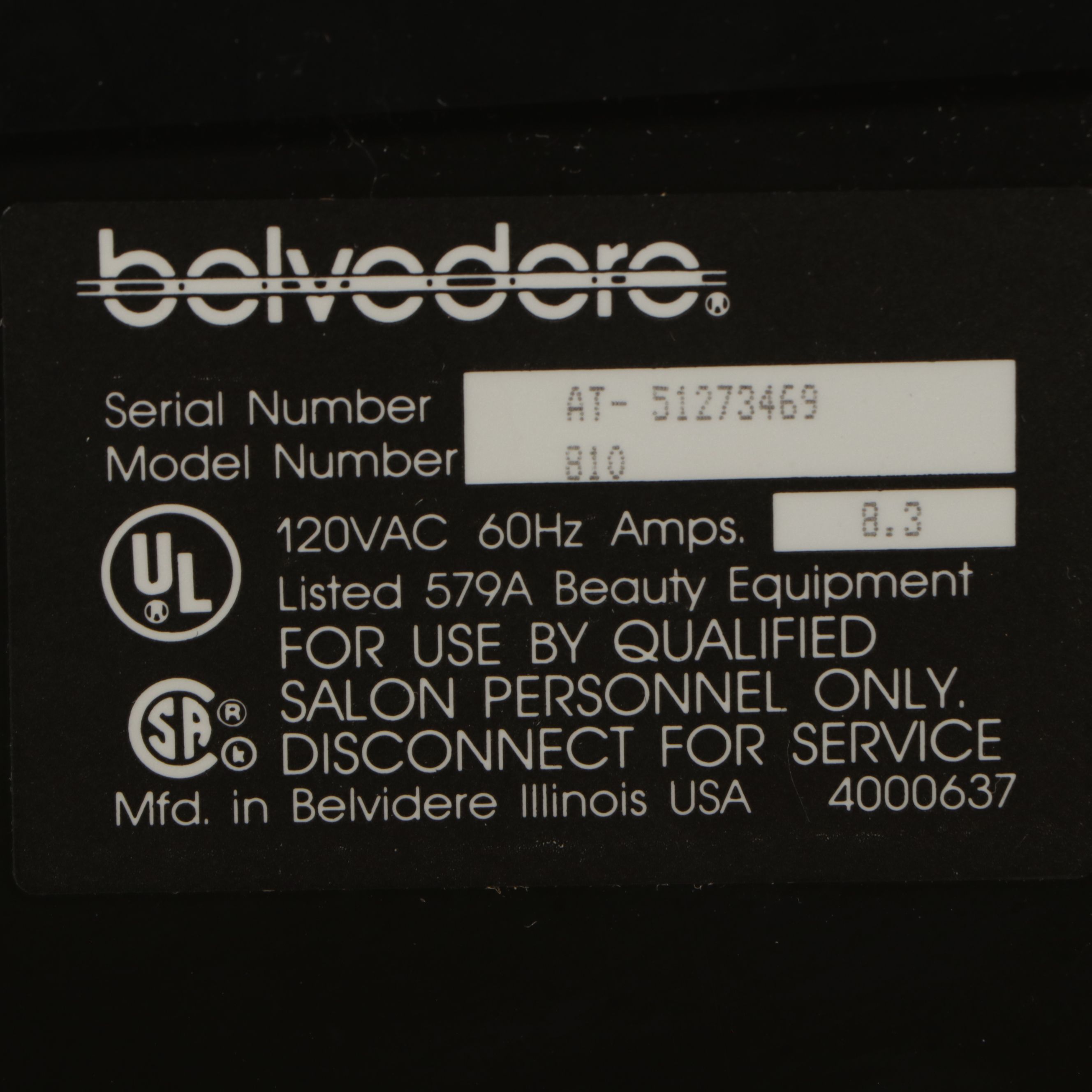 Belvedere "First Lady" Mid-Century Hair Dryer Salon Chair