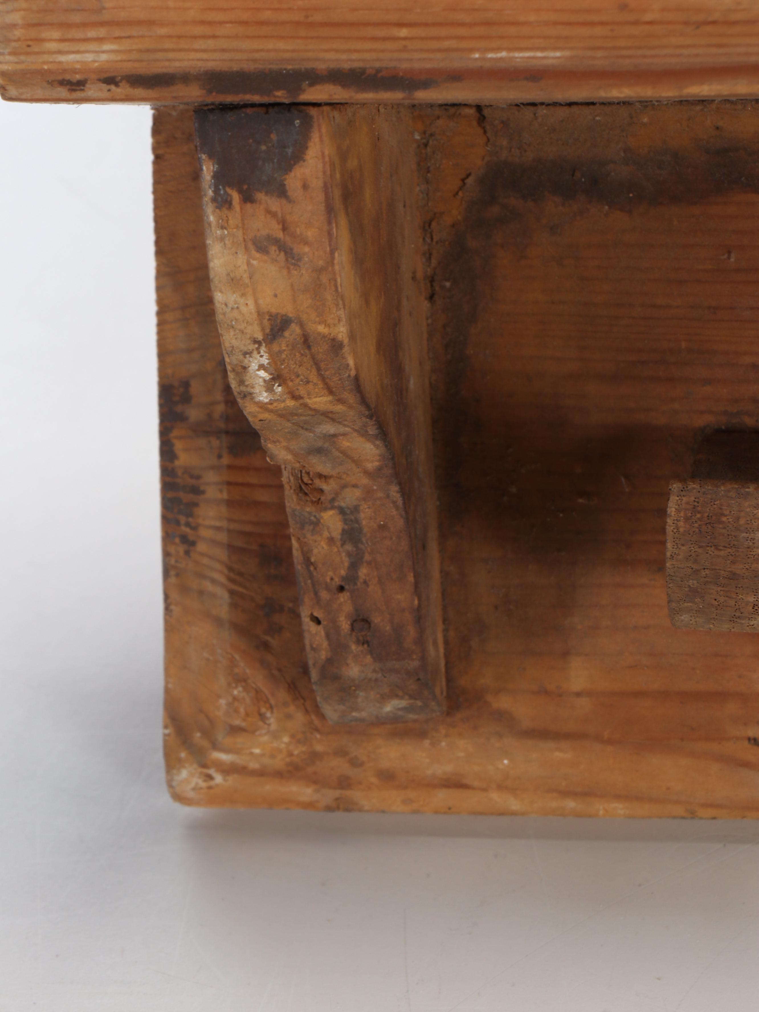 American Primitive Style Hand-Carved Oak Bench with Peg Coat Rack