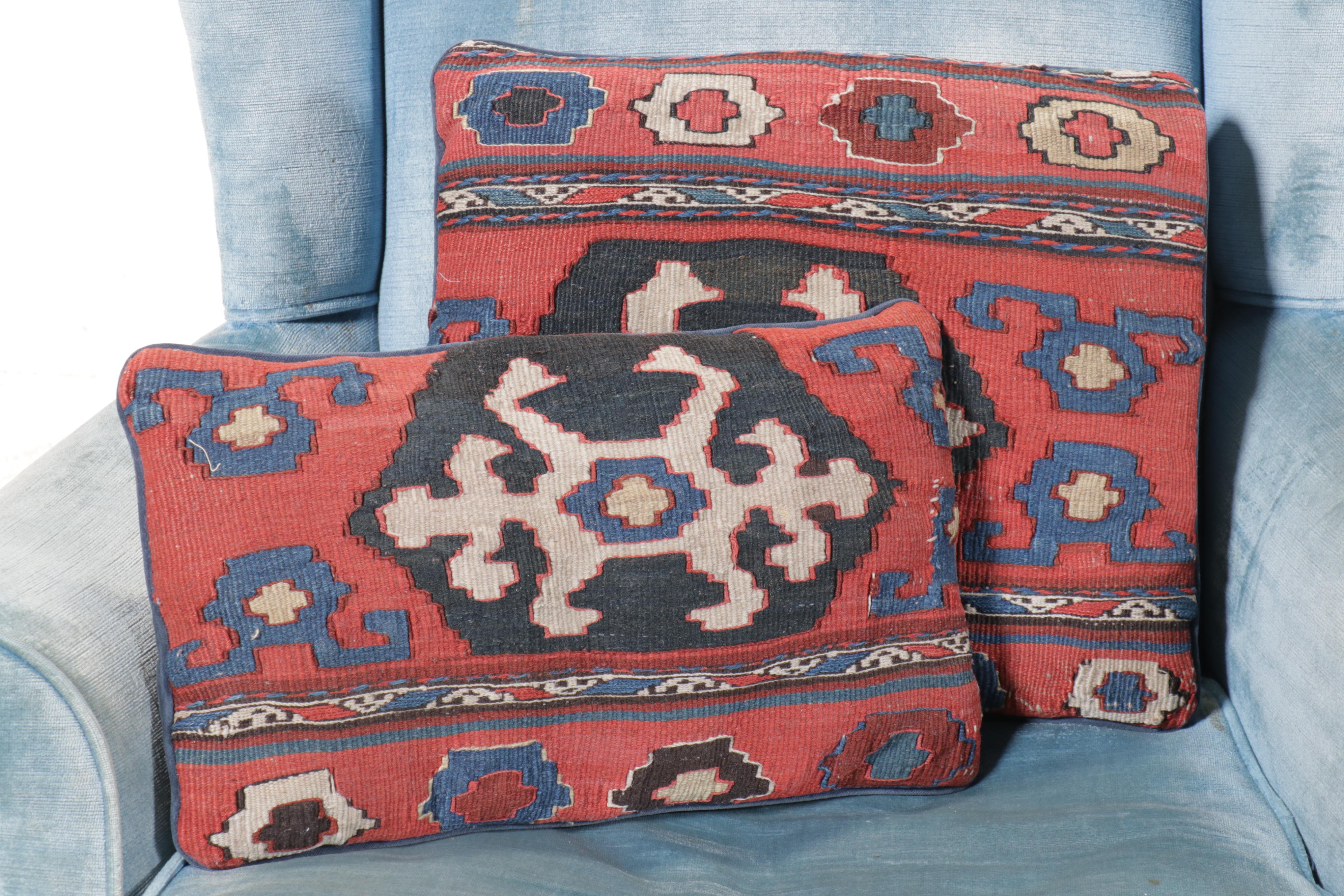 Queen Anne Style Blue Velvet Armchair