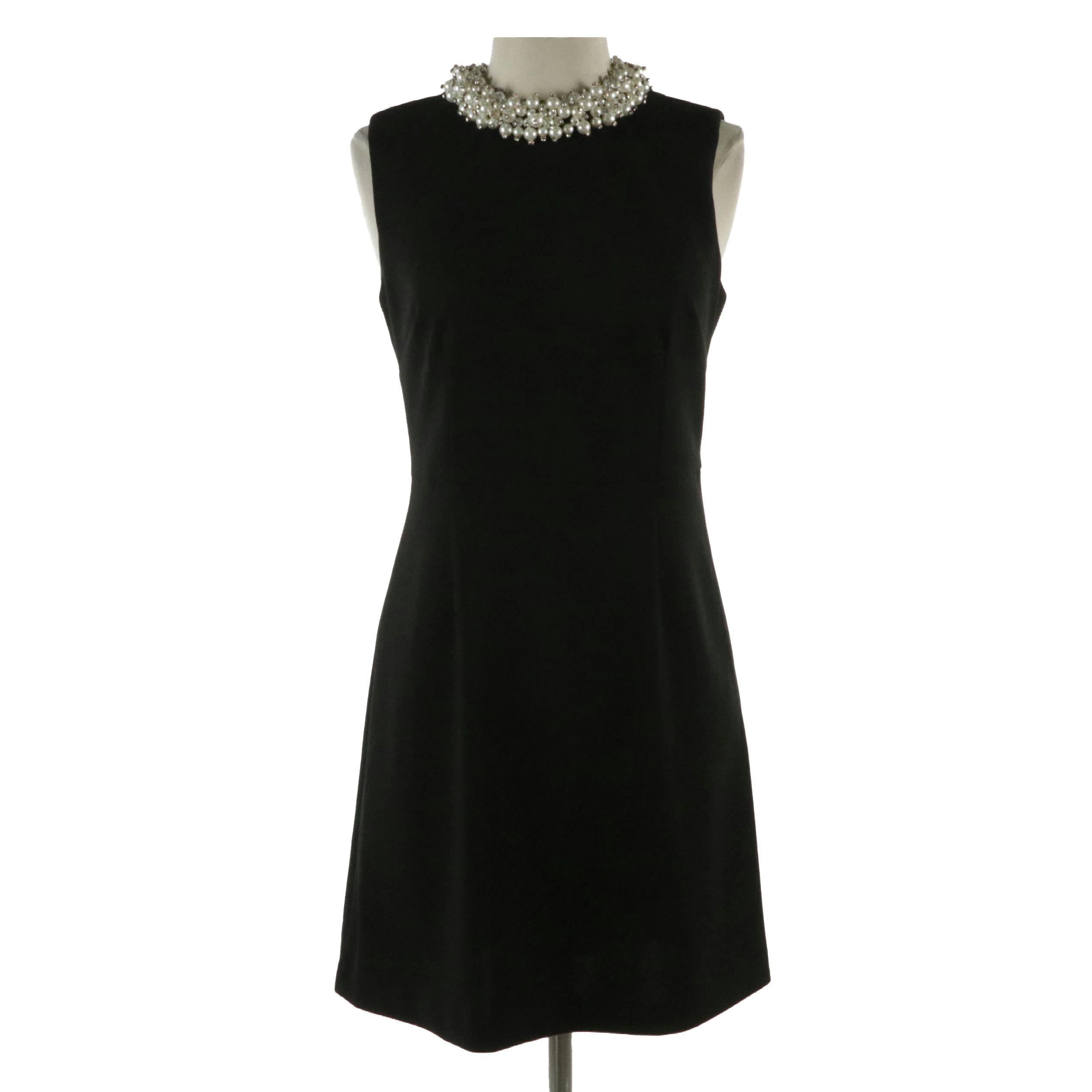 Betsey Johnson Embellished Black Sleeveless Cocktail Dress with Beaded Neckline