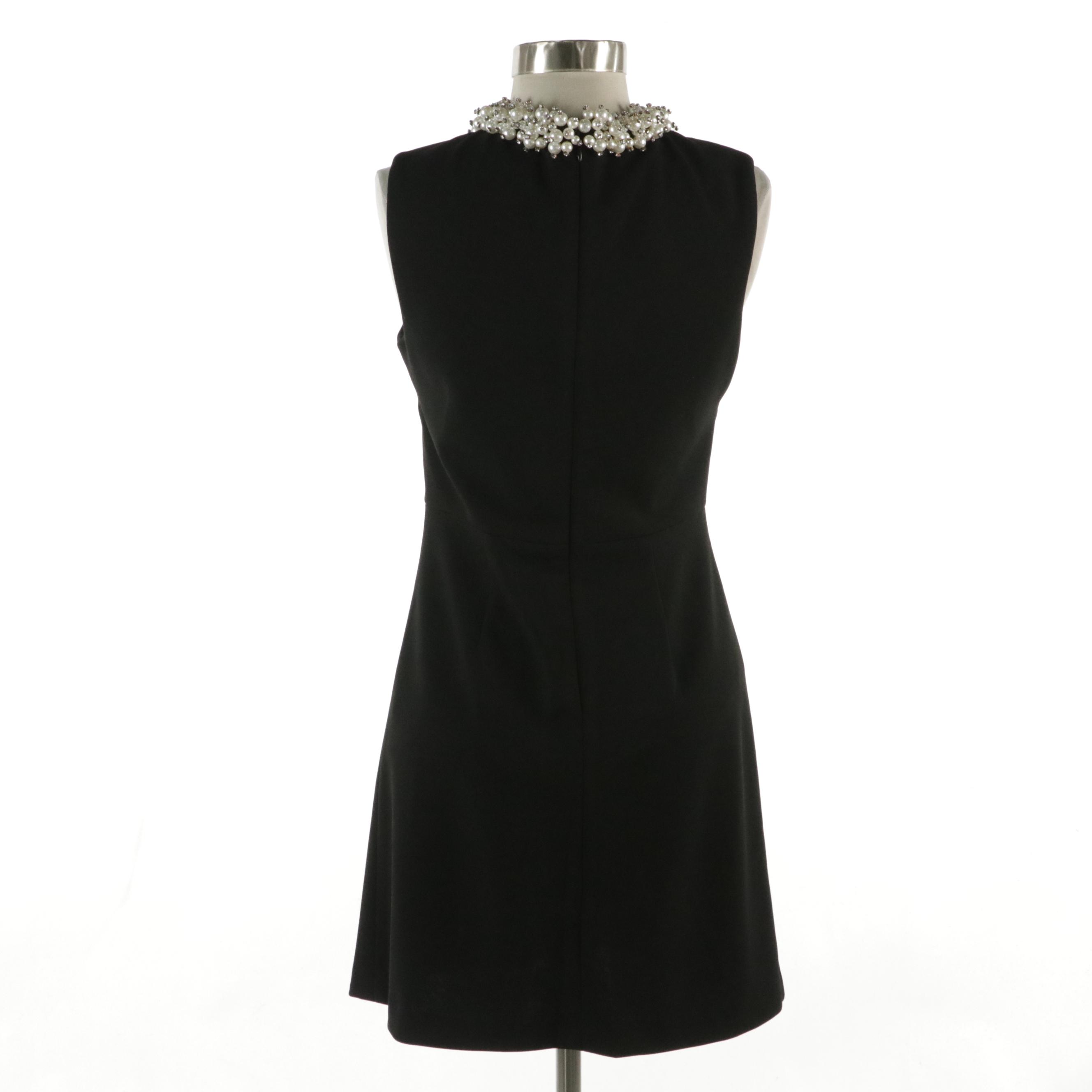 Betsey Johnson Embellished Black Sleeveless Cocktail Dress with Beaded Neckline